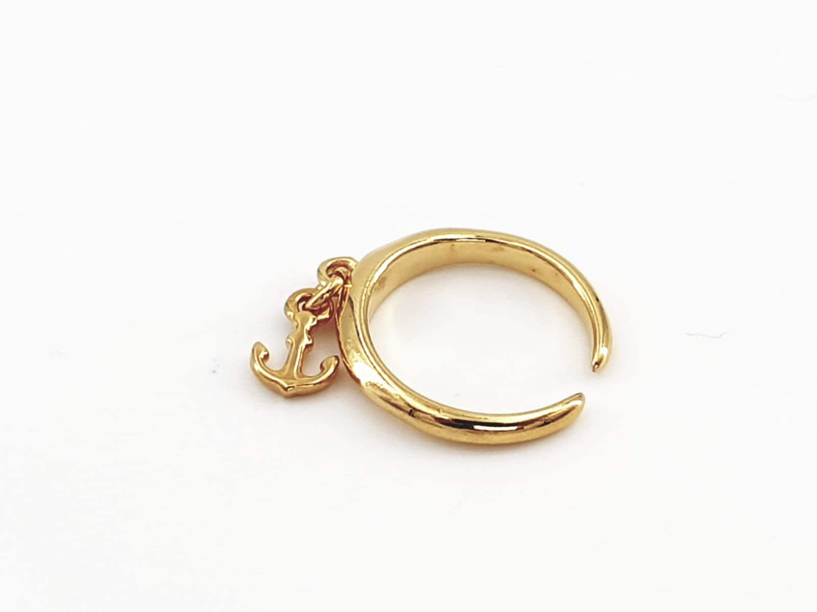 Ring with charm, anchor Charm ring, boho silver ring, boho gold ring,  minimalist gold ring, adjustable ring, bohemian ring,  style