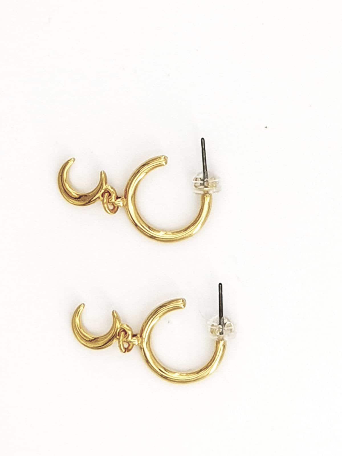 Moon earrings, hoop moon earrings, half hoop earrings, gold hoop earrings,  style