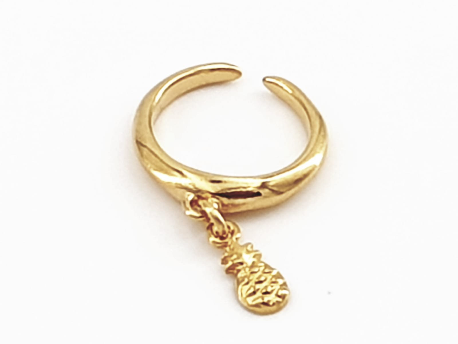 Pendiente de aro, anillo Pampille, anillo colgante, pendientes de oro boho, anillo de oro boho, anillo de piña, anillo de declaración, anillo boho,