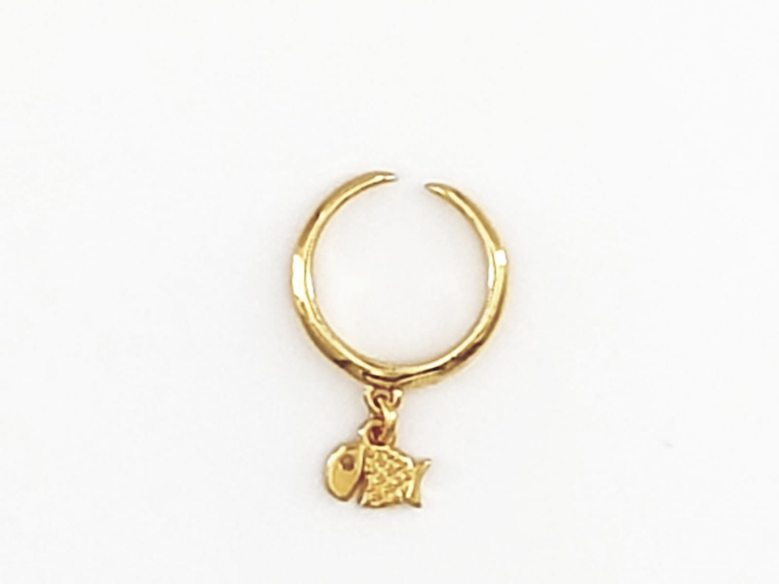 Anillo pampille, anillo con charm, Anillo colgante, anillo de pez boho, anillo de oro boho, anillo de pez, anillo de declaración, anillo boho, estilo