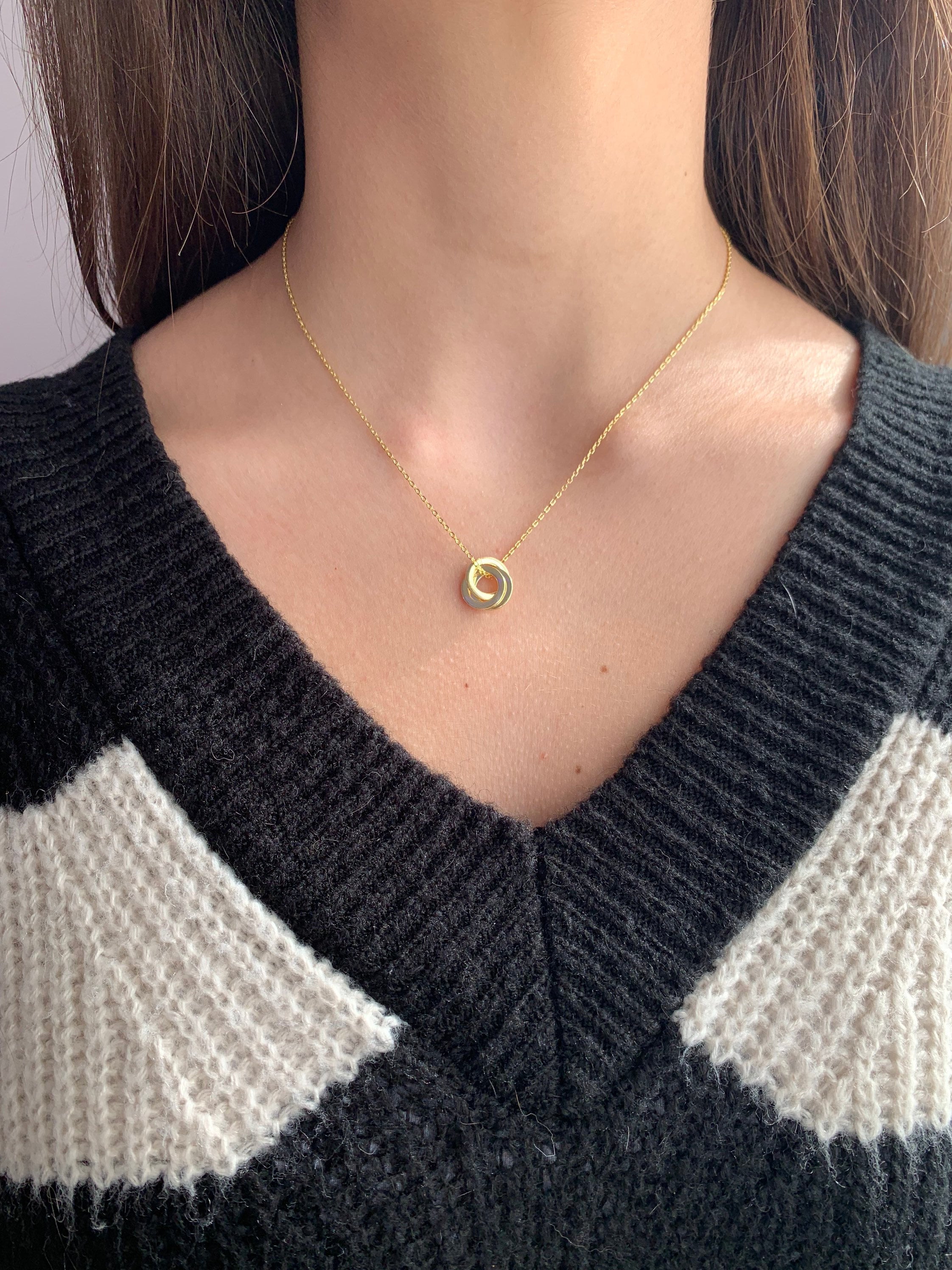 gargantilla minimalista, gargantilla delicada, gargantilla de oro, gargantilla de círculos, gargantilla delicada, joyería de todos los días, regalo de mujer, gargantilla de cadena fina,