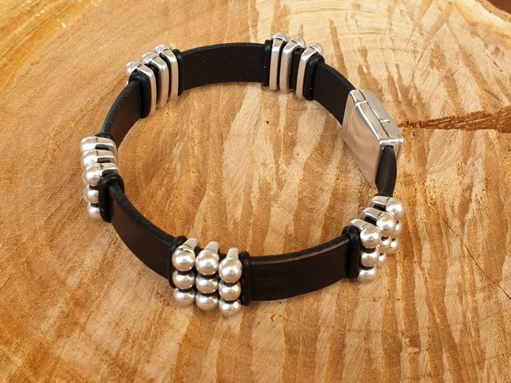 Pulsera de hombre, pulsera de cuero, pulsera gruesa para hombre, pulsera industrial, pulsera varonil, pulsera masculina, pulsera