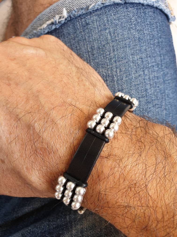 Pulsera de hombre, pulsera de cuero, pulsera gruesa para hombre, pulsera industrial, pulsera varonil, pulsera masculina, pulsera