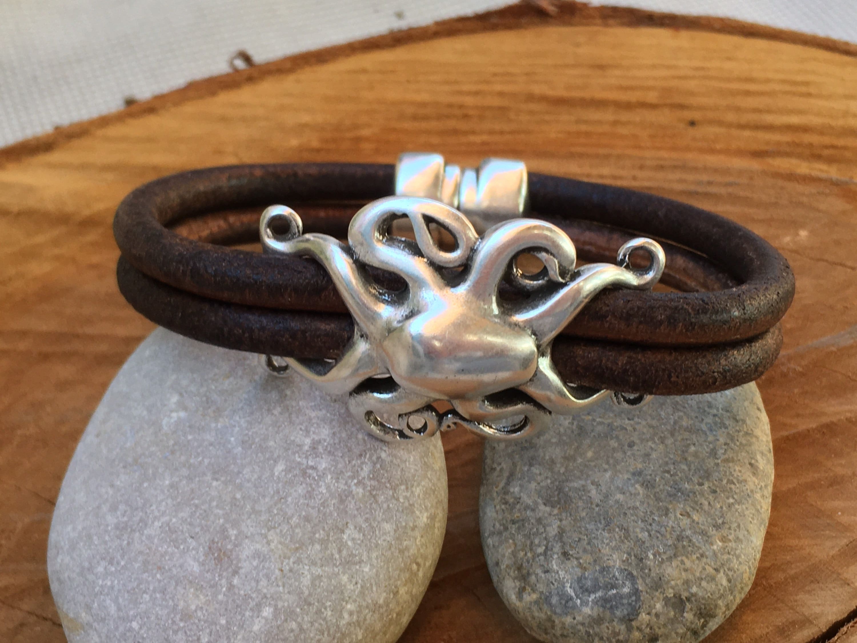 Men’s leather bracelet, octopus bracelet, divers bracelet, gift for men, surfer bracelet, seaman bracelet , manly and masculine