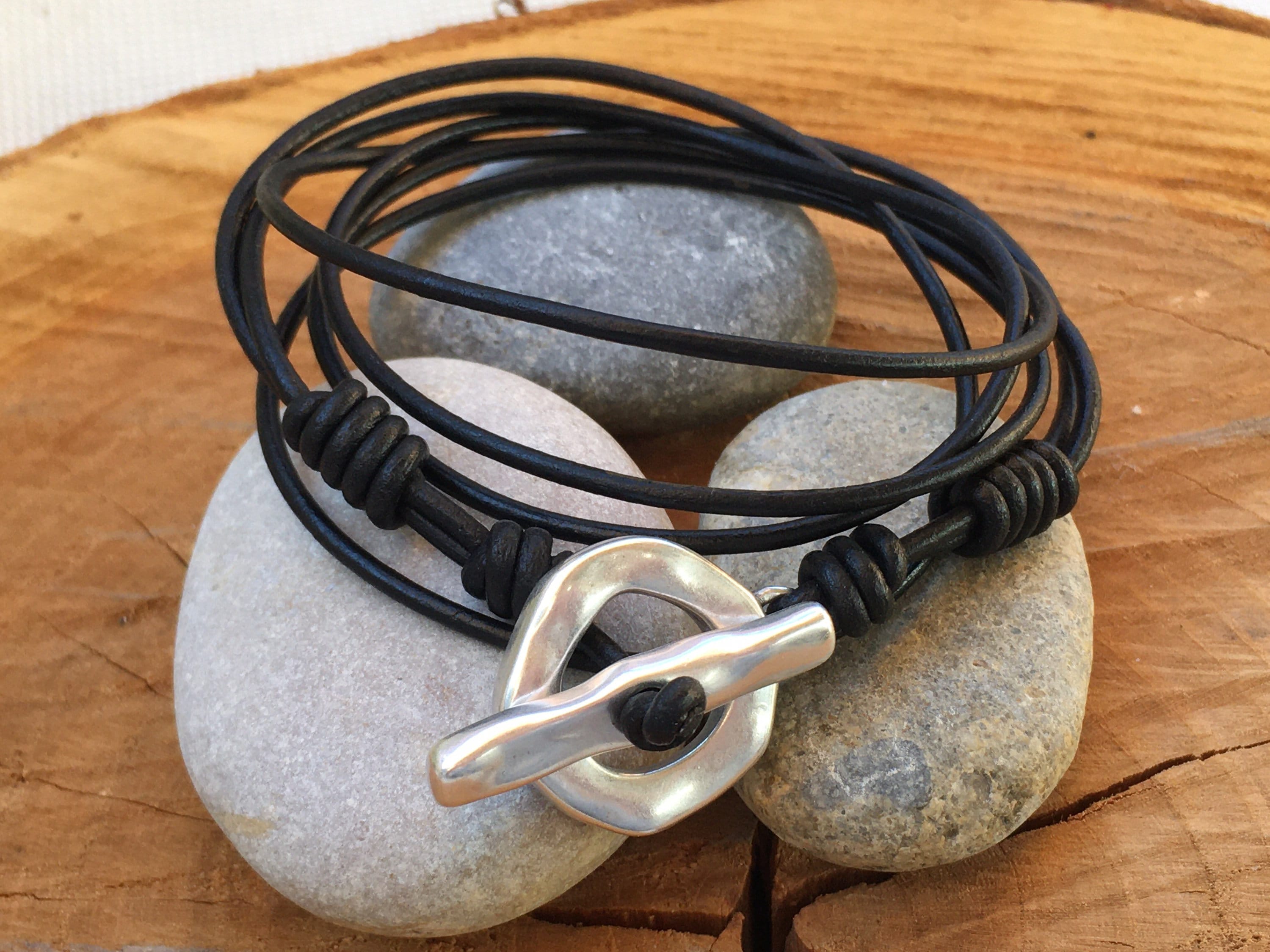 leather bracelet for men, bracelet for couples, French clasp bracelet, surf bracelet, rock bracelett