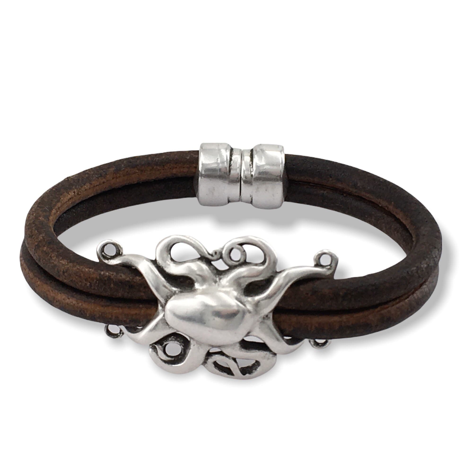 Pulsera de cuero para hombre, pulsera de pulpo, pulsera de buzos, regalo para hombres, pulsera de surfista, pulsera de marinero, varonil y masculina