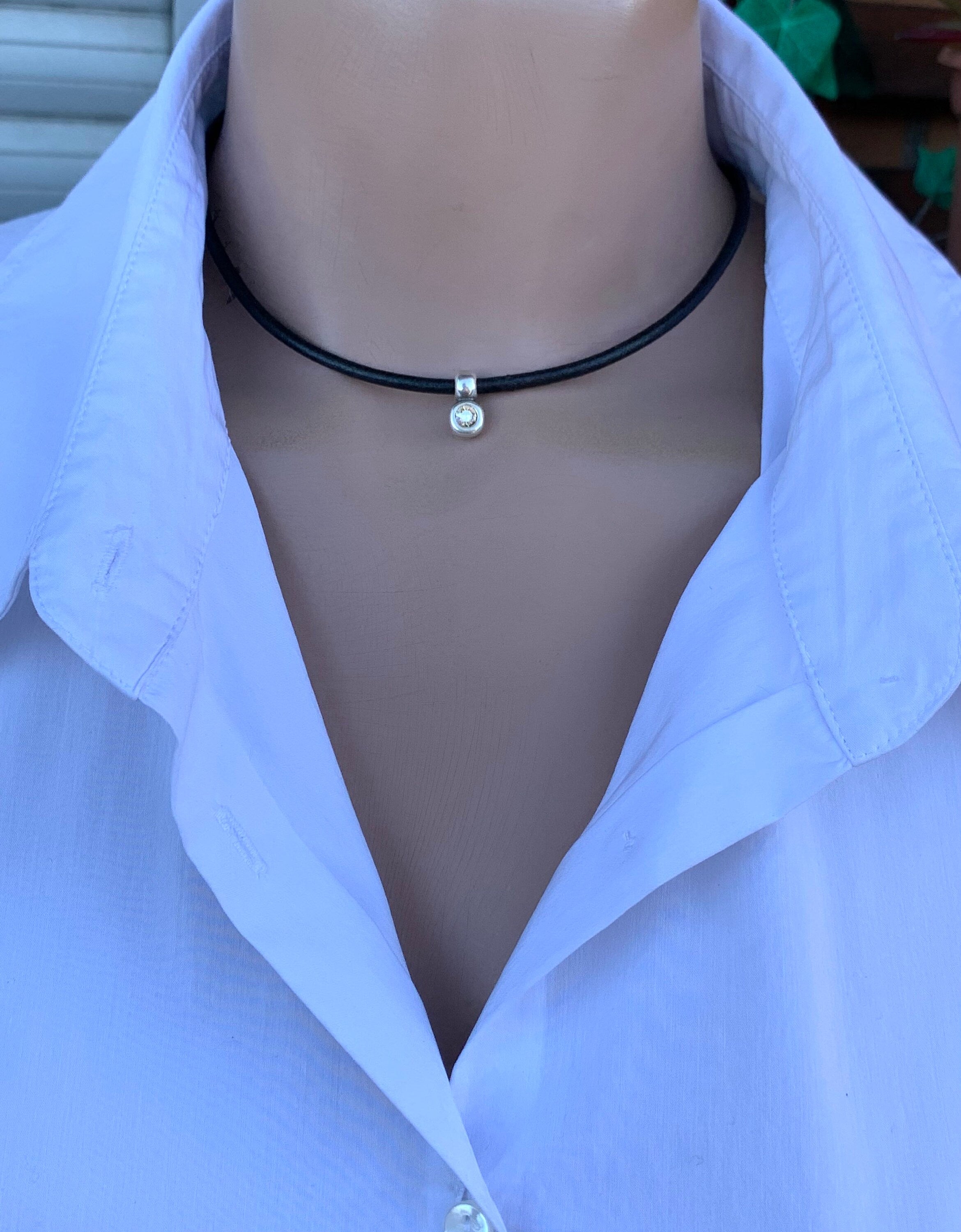 Leather choker, dainty choker, Swarovski choker, bohemian choker,  style choker, minimalist choker, leather necklace, charm choker