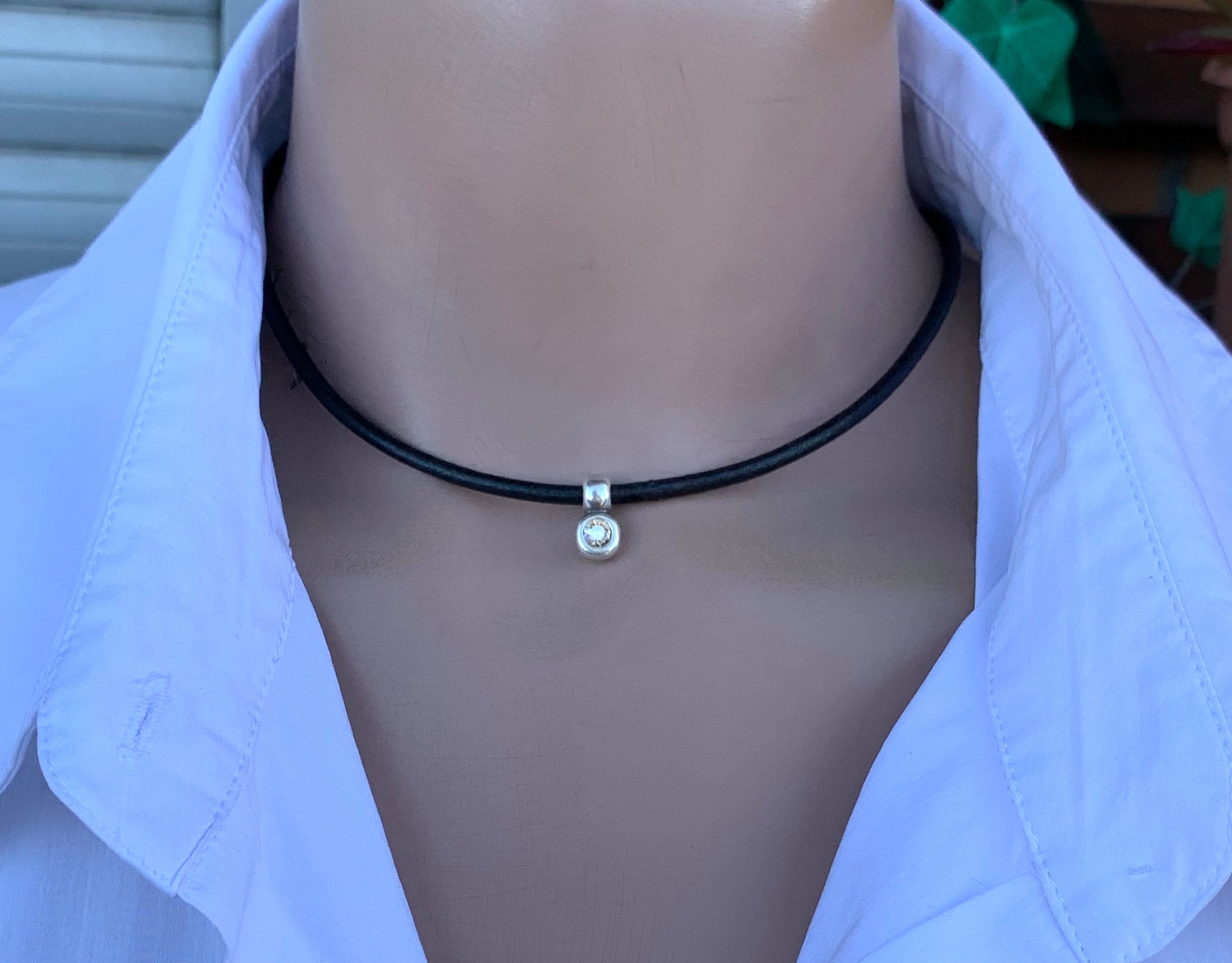 Leather choker, dainty choker, Swarovski choker, bohemian choker,  style choker, minimalist choker, leather necklace, charm choker