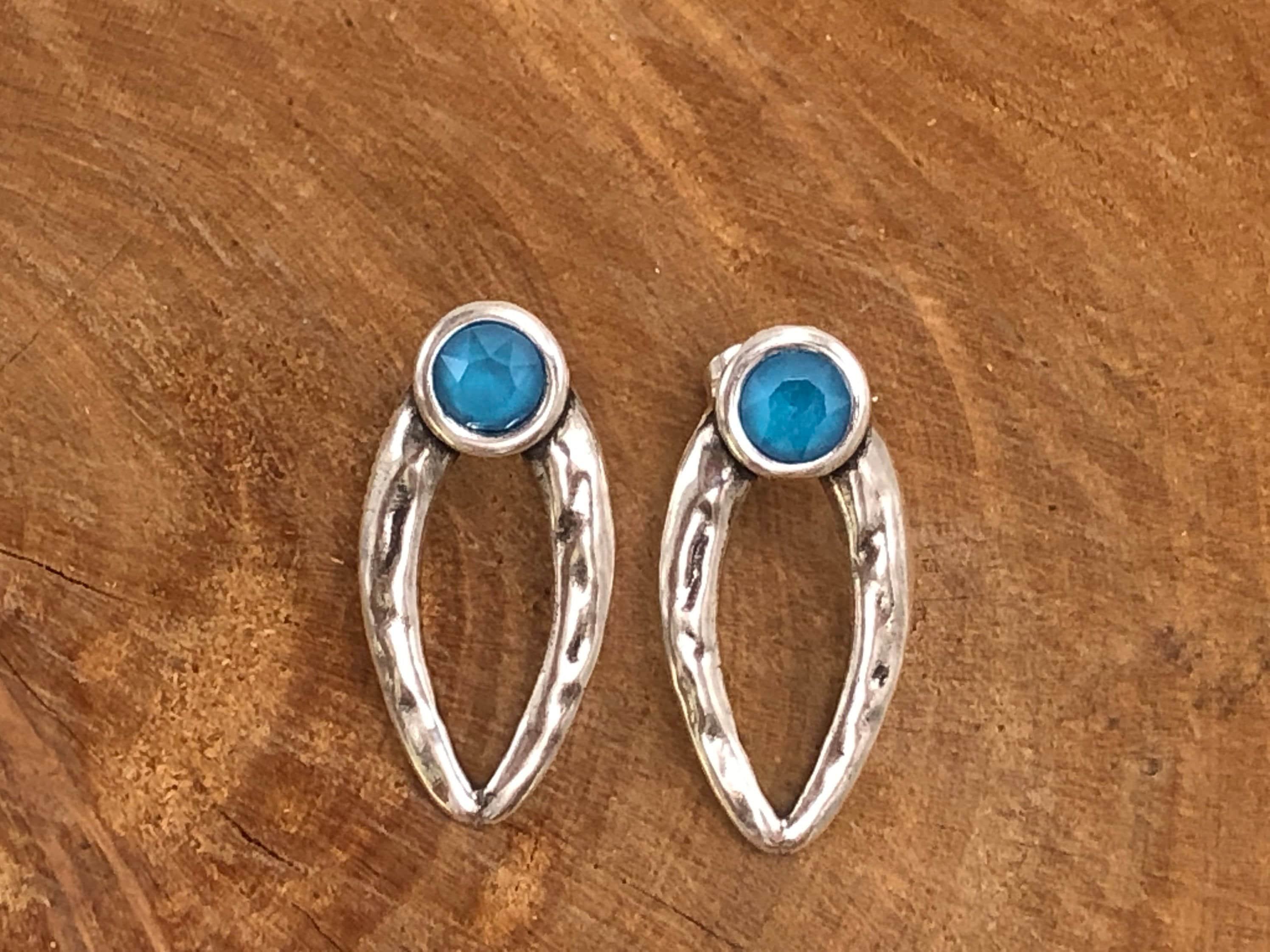 Pendientes grandes de plata, pendientes Swarovsky, pendientes de plata gruesos, pendientes azules, pendientes vintage, estilo, pendientes llamativos,