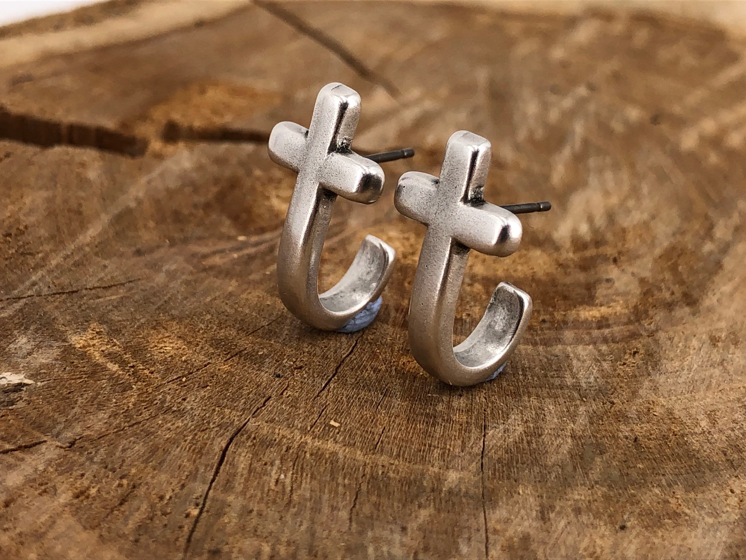 Silver cross earrings, silver earrings, punk earrings, chunky earrings, statement earrings, rock earrings, cross earring,  style