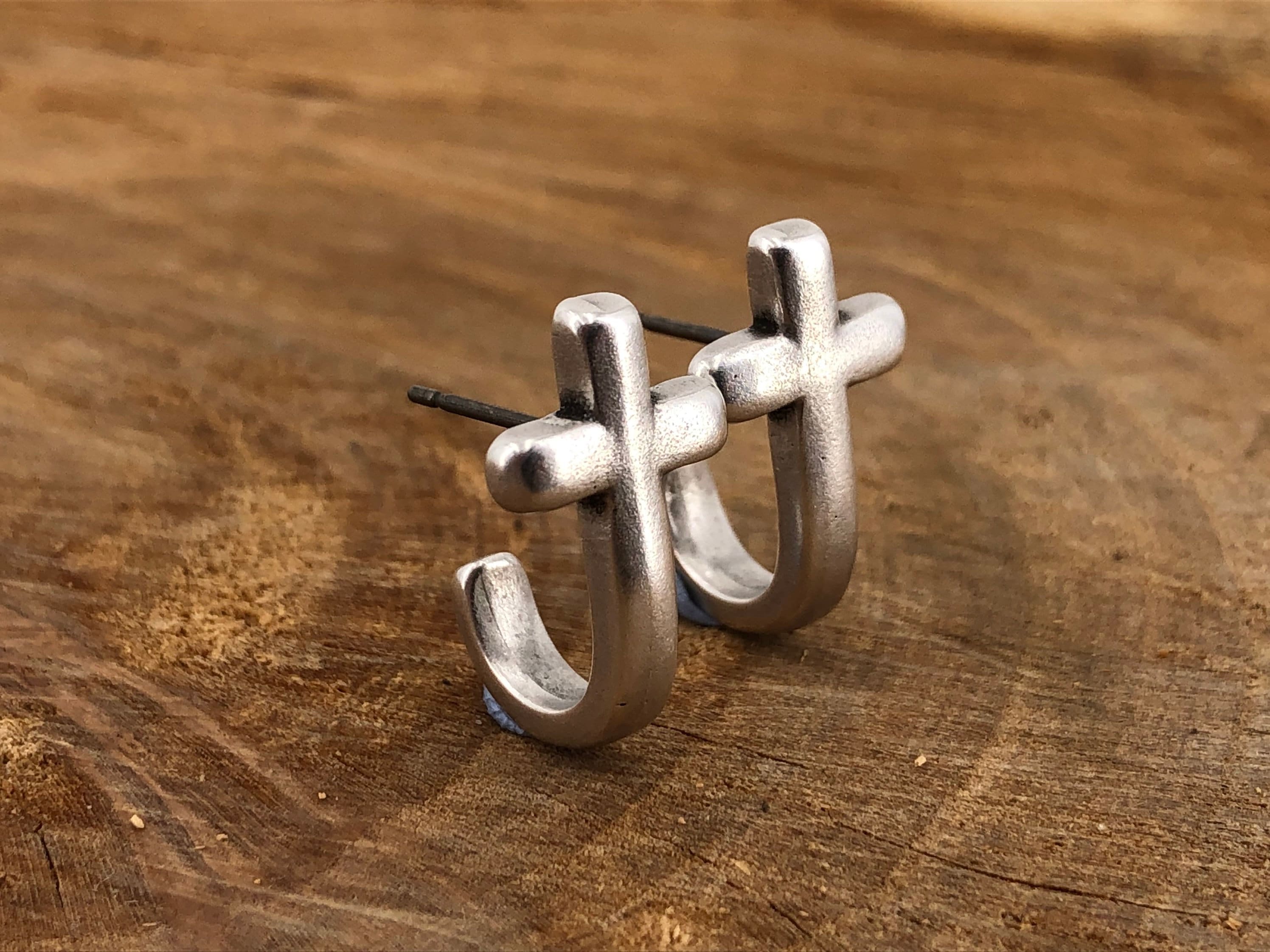 Silver cross earrings, silver earrings, punk earrings, chunky earrings, statement earrings, rock earrings, cross earring,  style