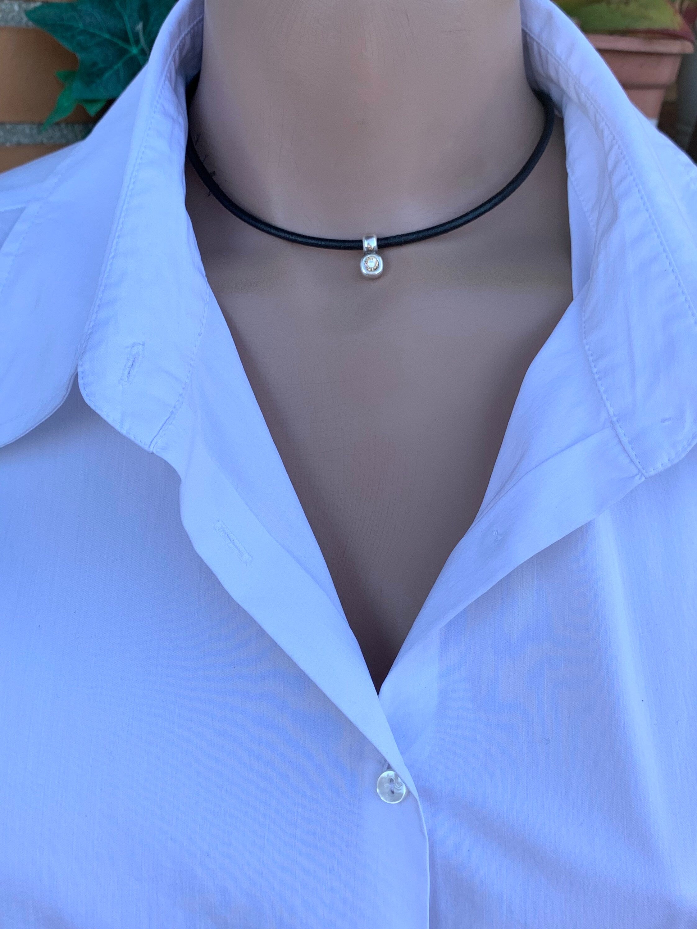 Leather choker, dainty choker, Swarovski choker, bohemian choker,  style choker, minimalist choker, leather necklace, charm choker