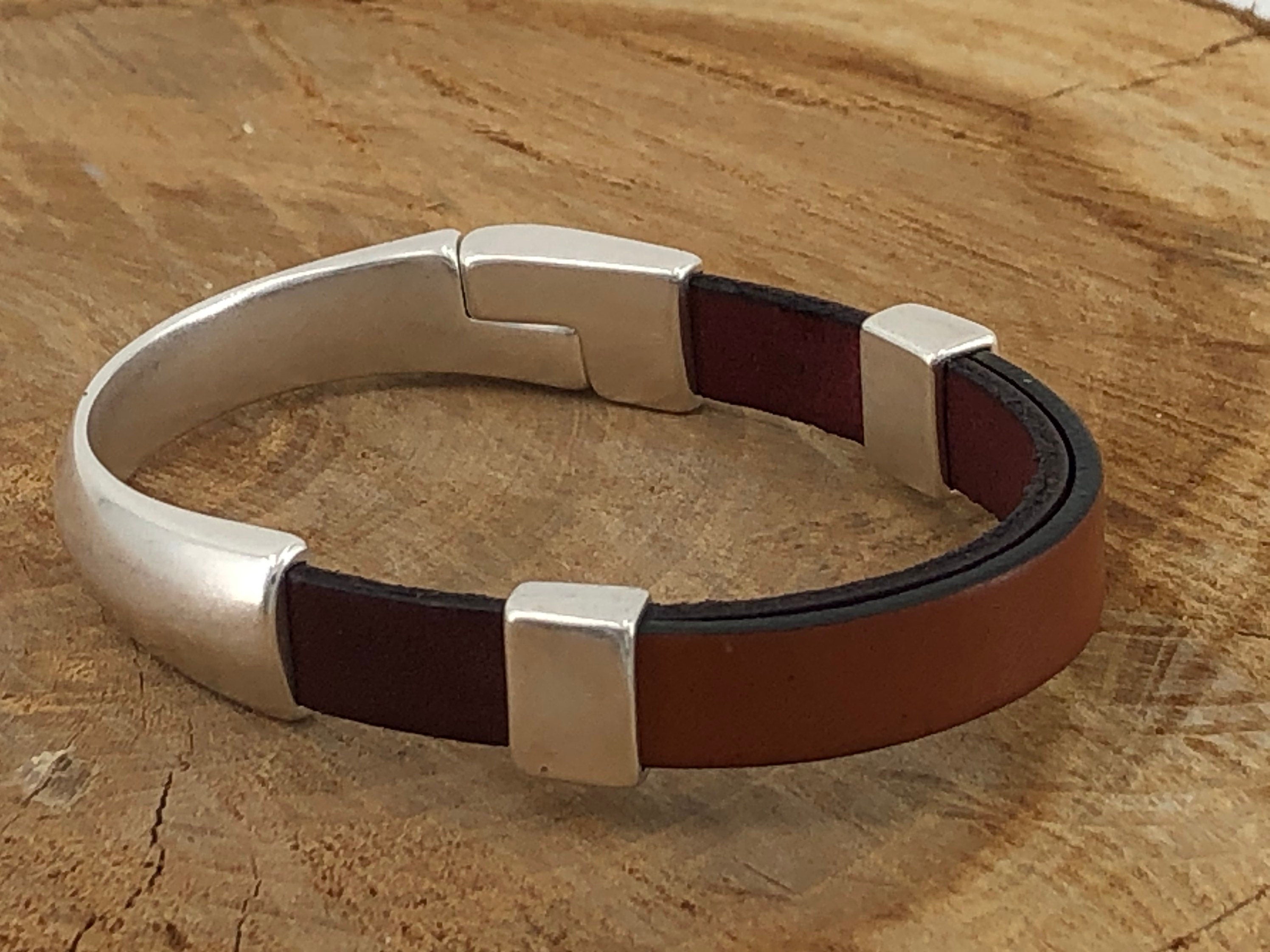 leather bracelet for men, silver half cuff bracelet, premium bracelet, elegant bracelet, business bracelet, premium leather