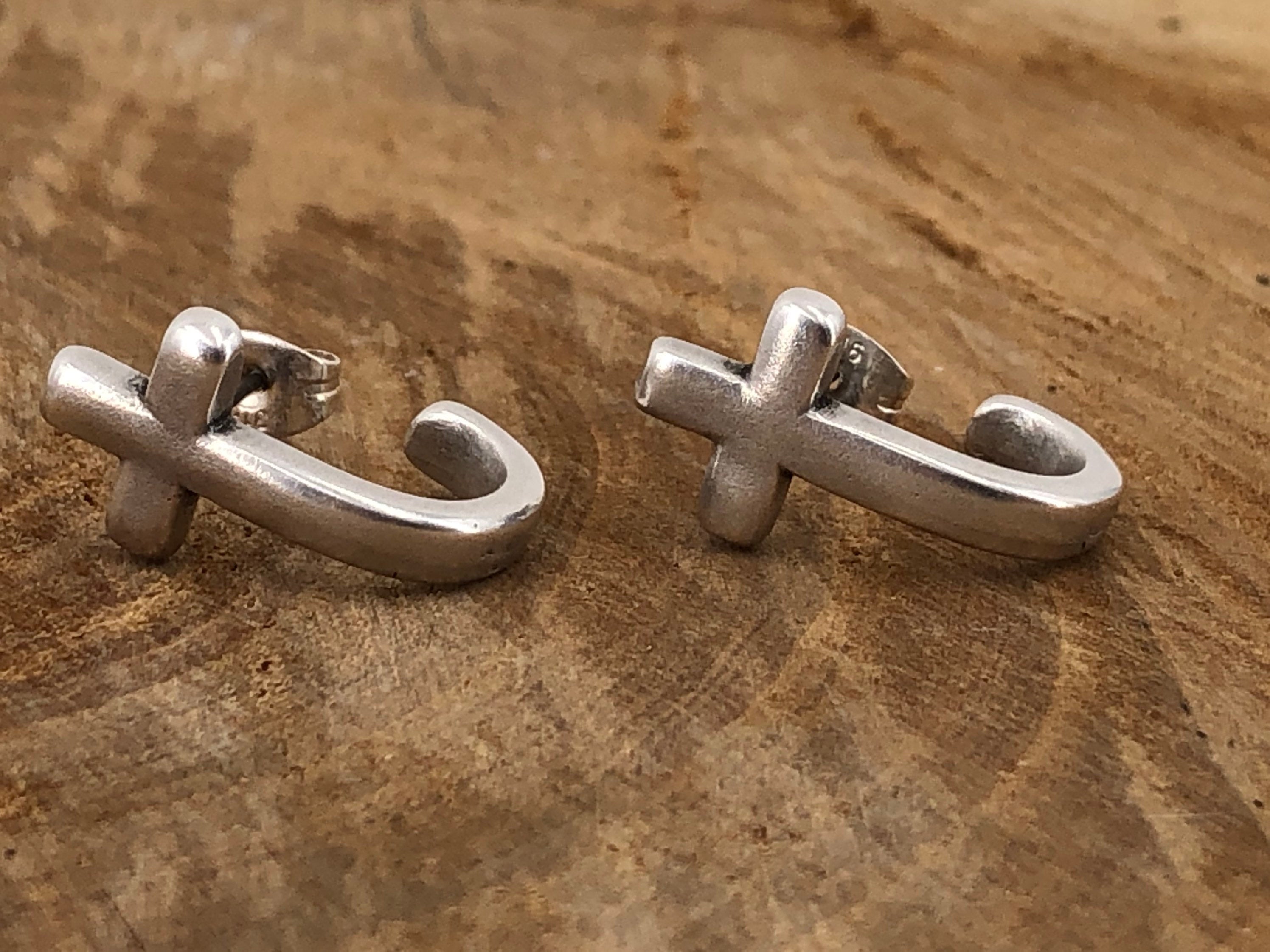 Silver cross earrings, silver earrings, punk earrings, chunky earrings, statement earrings, rock earrings, cross earring,  style