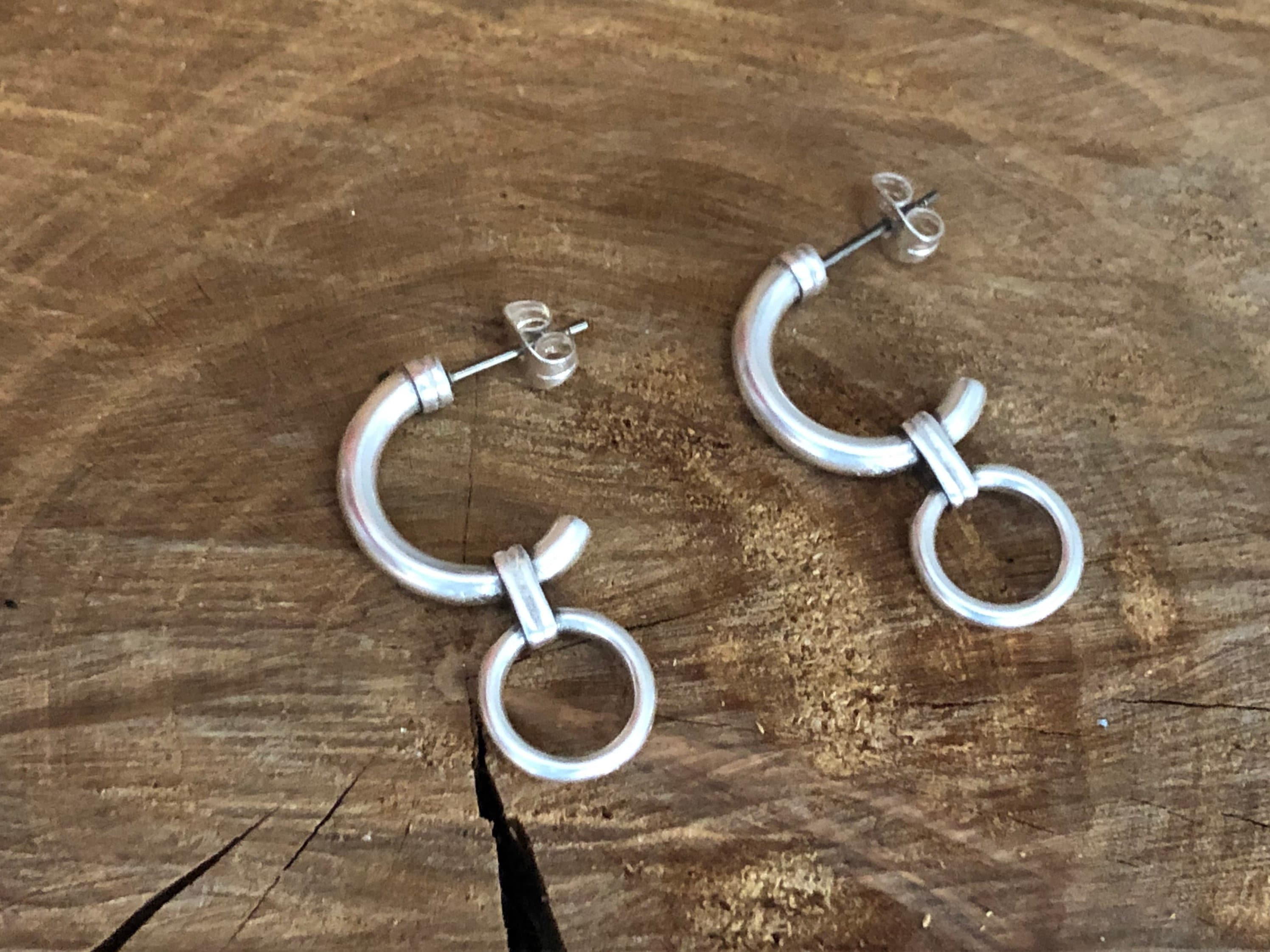 silver hoops earrings, chunky hoops earrings, chain hoops earring, men earrings, rock style earrings,  style, silver earrings, gift