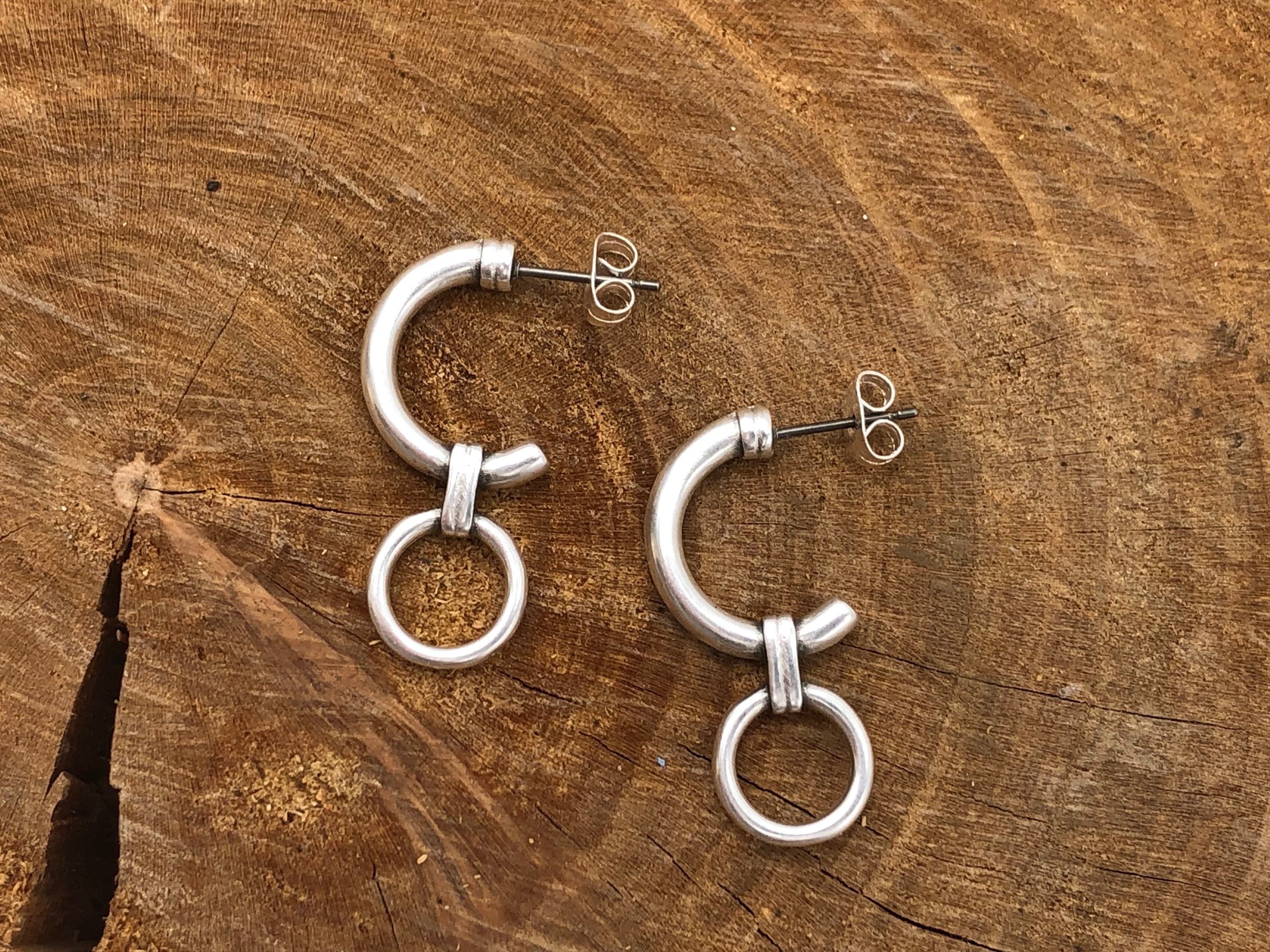 silver hoops earrings, chunky hoops earrings, chain hoops earring, men earrings, rock style earrings,  style, silver earrings, gift