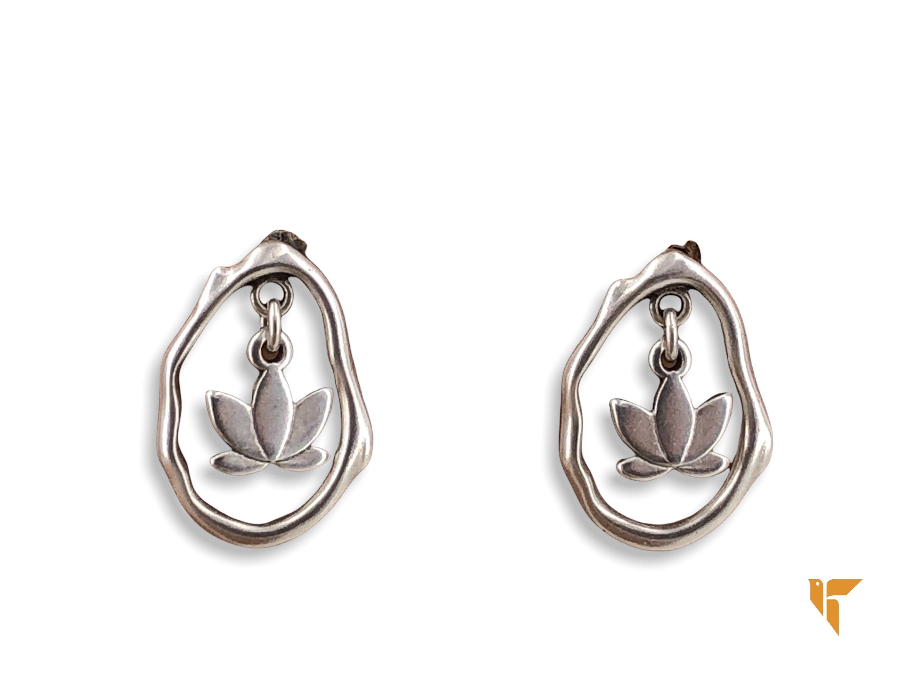 Silver earrings for woman, drop earrings, lotus earrings, statement earrings, hoops earrings,  earrings