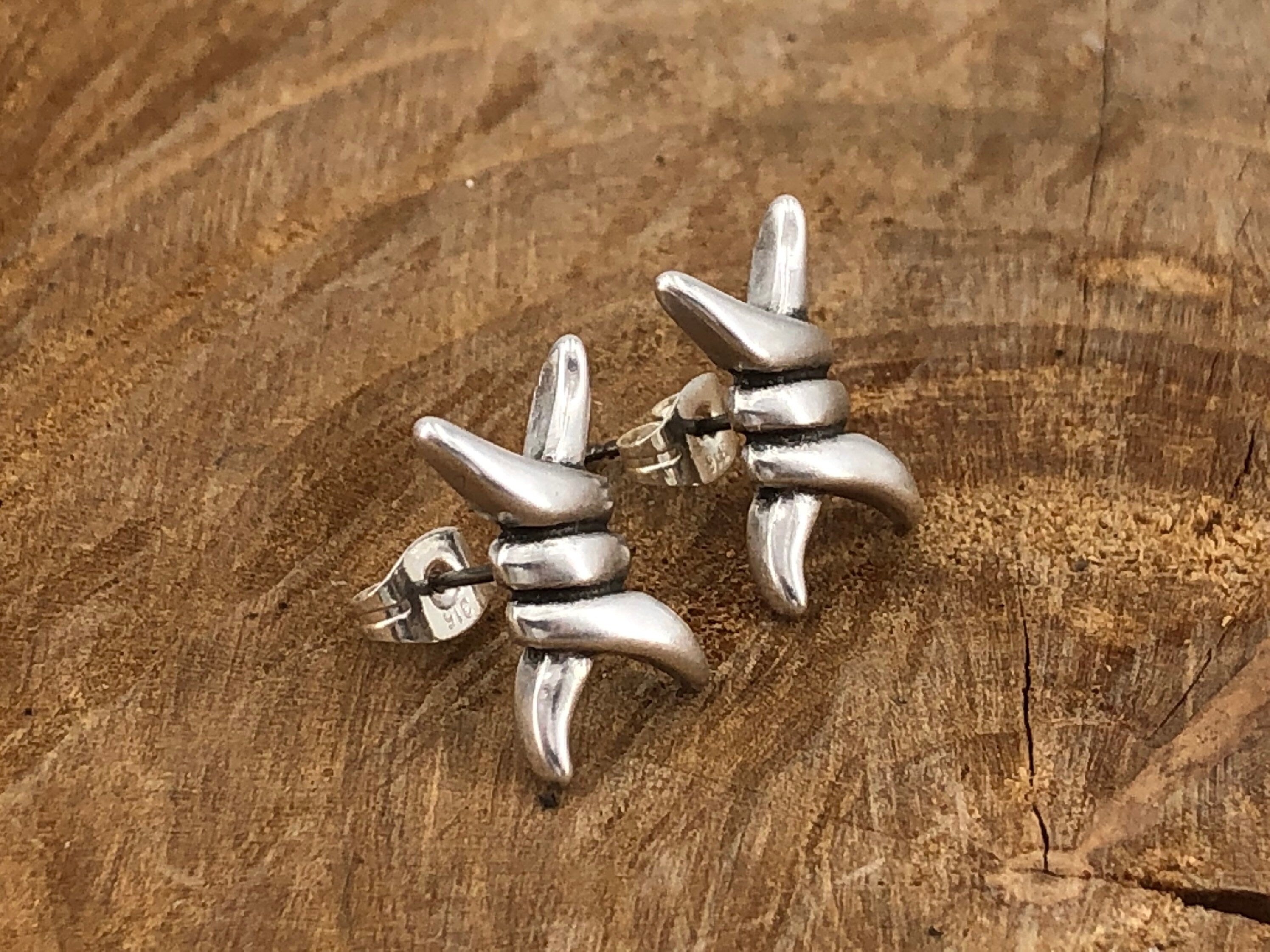 silver earrings, thorn earrings, spiked earrings, designer earrings, chunky earrings, punk earrings, rock earrings,  style earrings