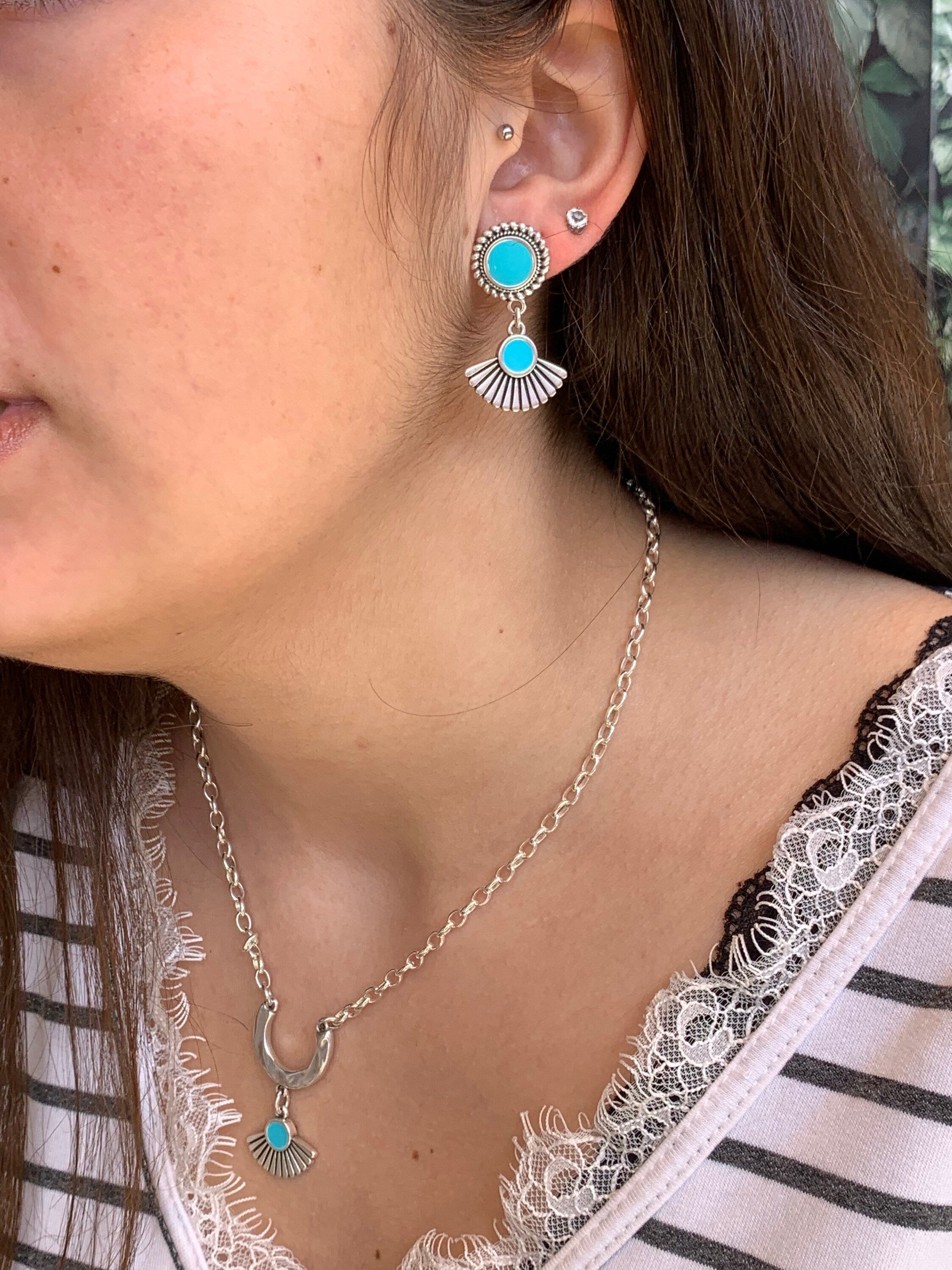 Pendientes largos de lagrima, pendientes étnicos, pendientes grandes, pendientes de plata, pendientes vistosos estilo