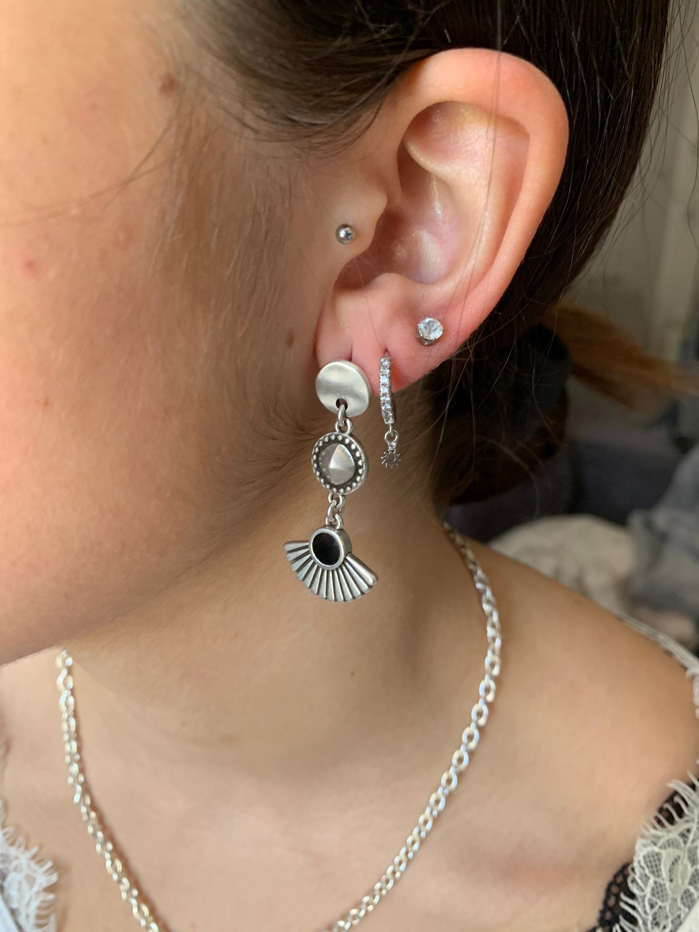 Pendientes largos de lagrima, pendientes étnicos, pendientes grandes, pendientes de plata, pendientes vistosos estilo