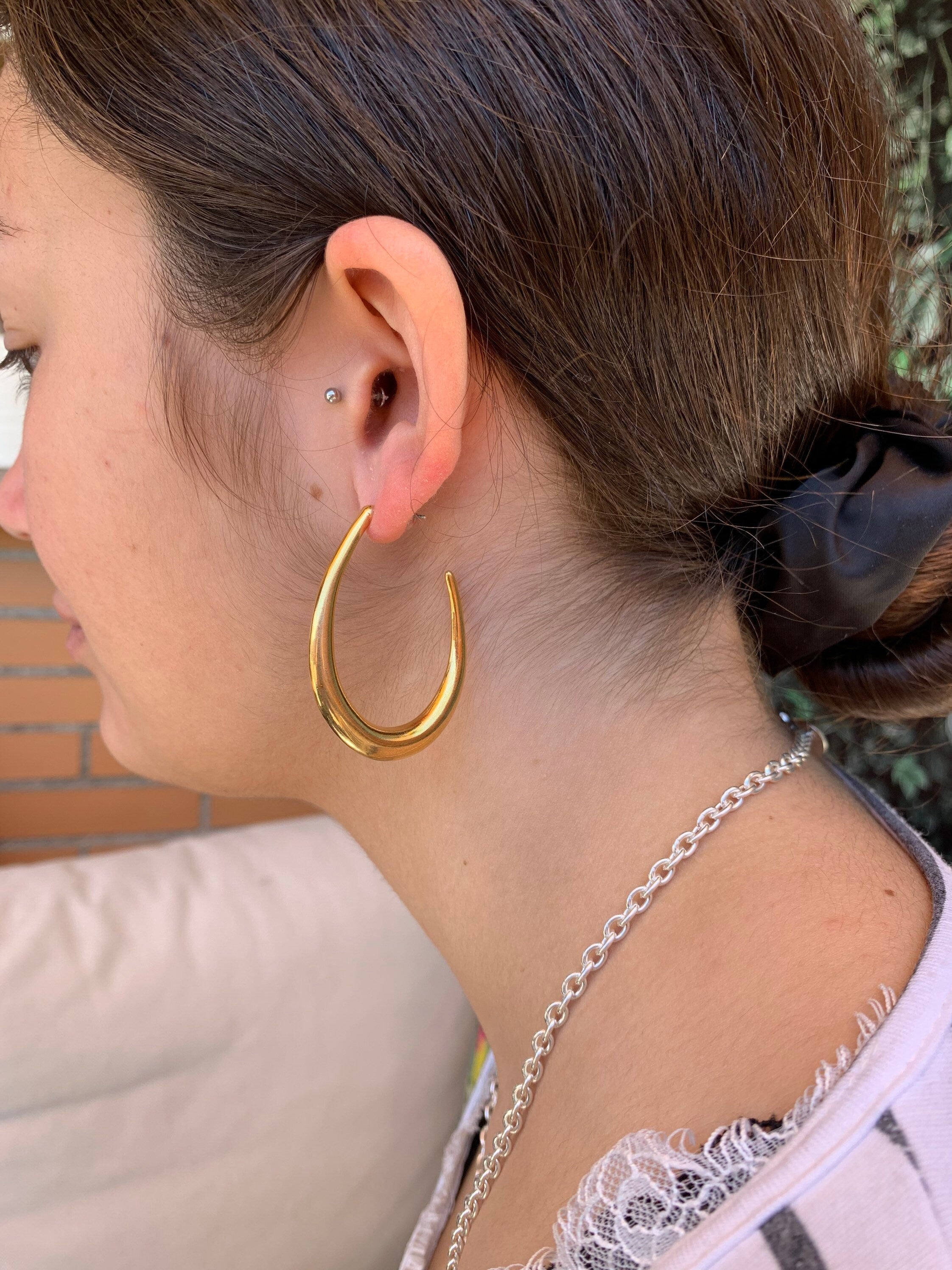 pendientes de oro de aro grueso, pendientes de oro macizo, pendientes gruesos de aro, pendientes de declaración,