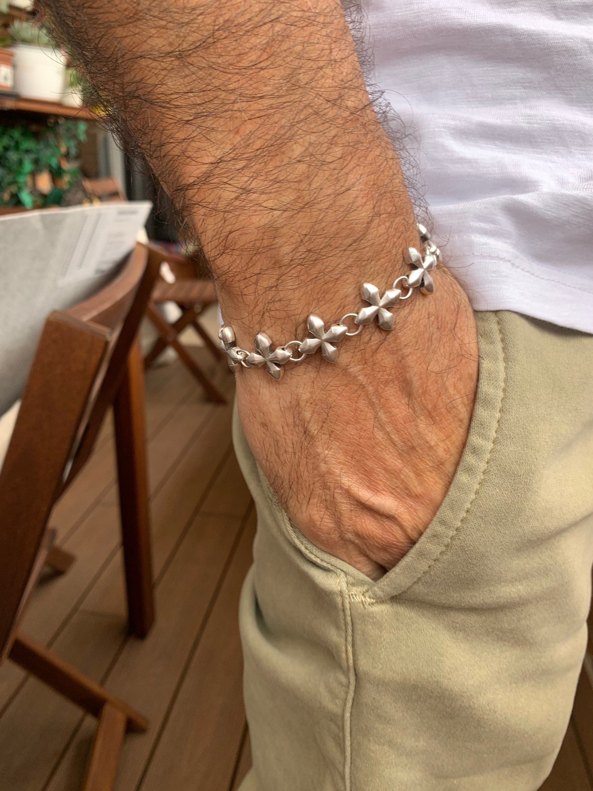 Cross bracelet for men, silver bracelet, medieval bracelet, bulky bracelet, cross bracelet, templar bracelet, metal bracelet for men