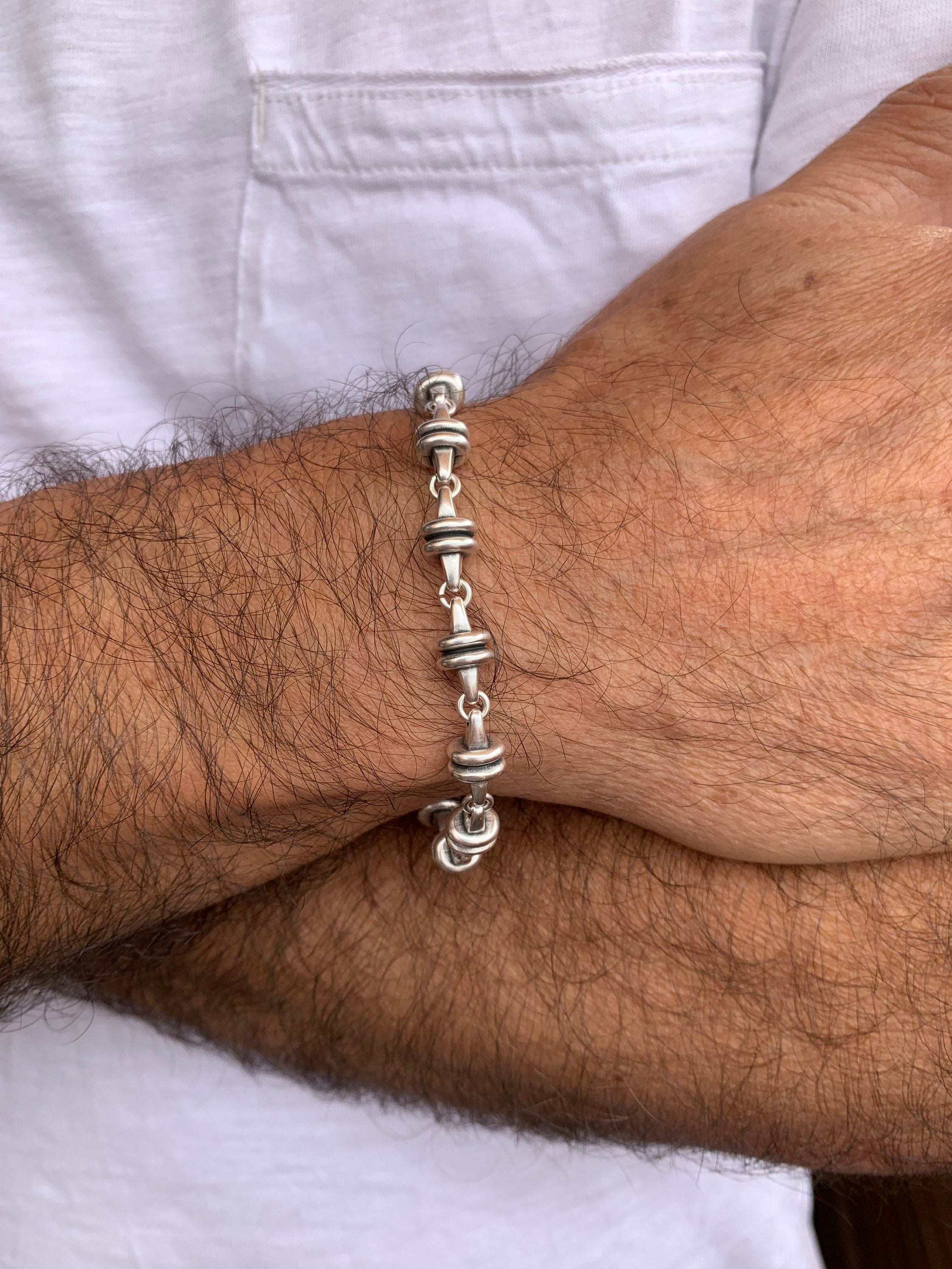 pulsera de cadena original para hombre, pulsera de plata, pulsera masculina, pulsera voluminosa, pulsera de declaración, pulsera varonil, pulsera de metal para hombre