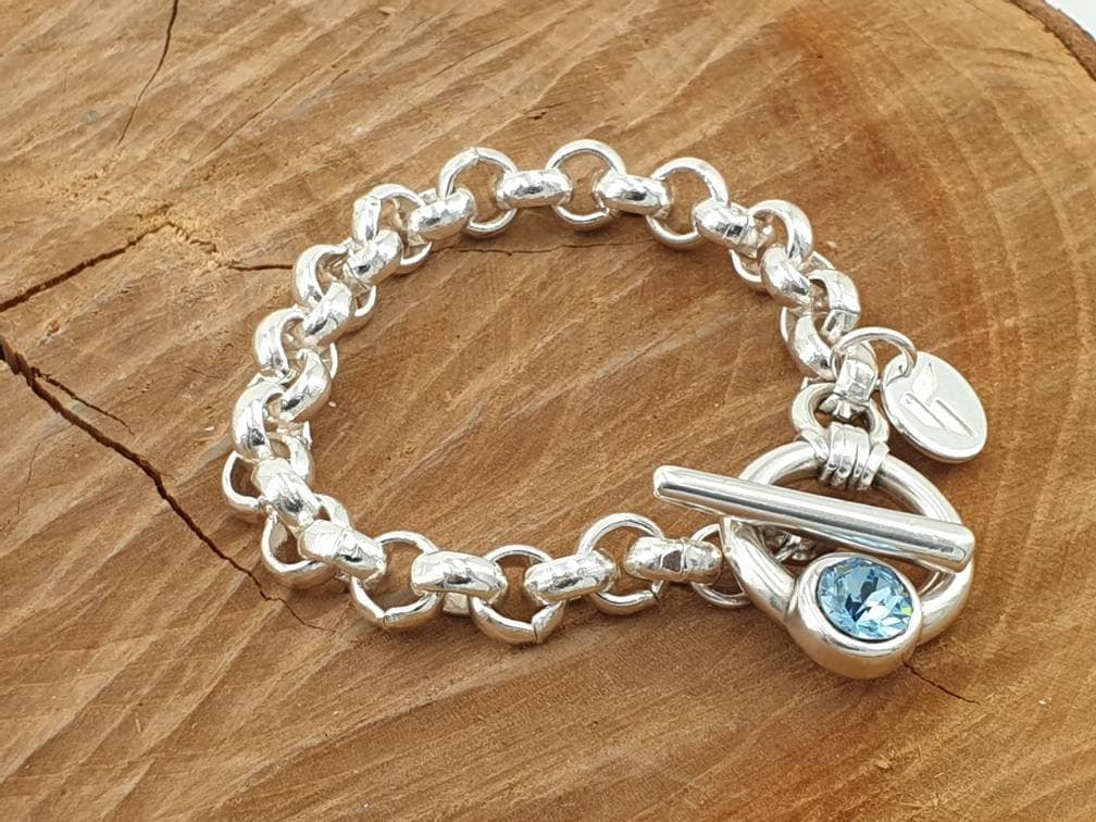 Pulsera de cadena de eslabones grandes, pulsera de declaración, pulsera de cadena de plata, pulsera gruesa, pulsera de roca, ,