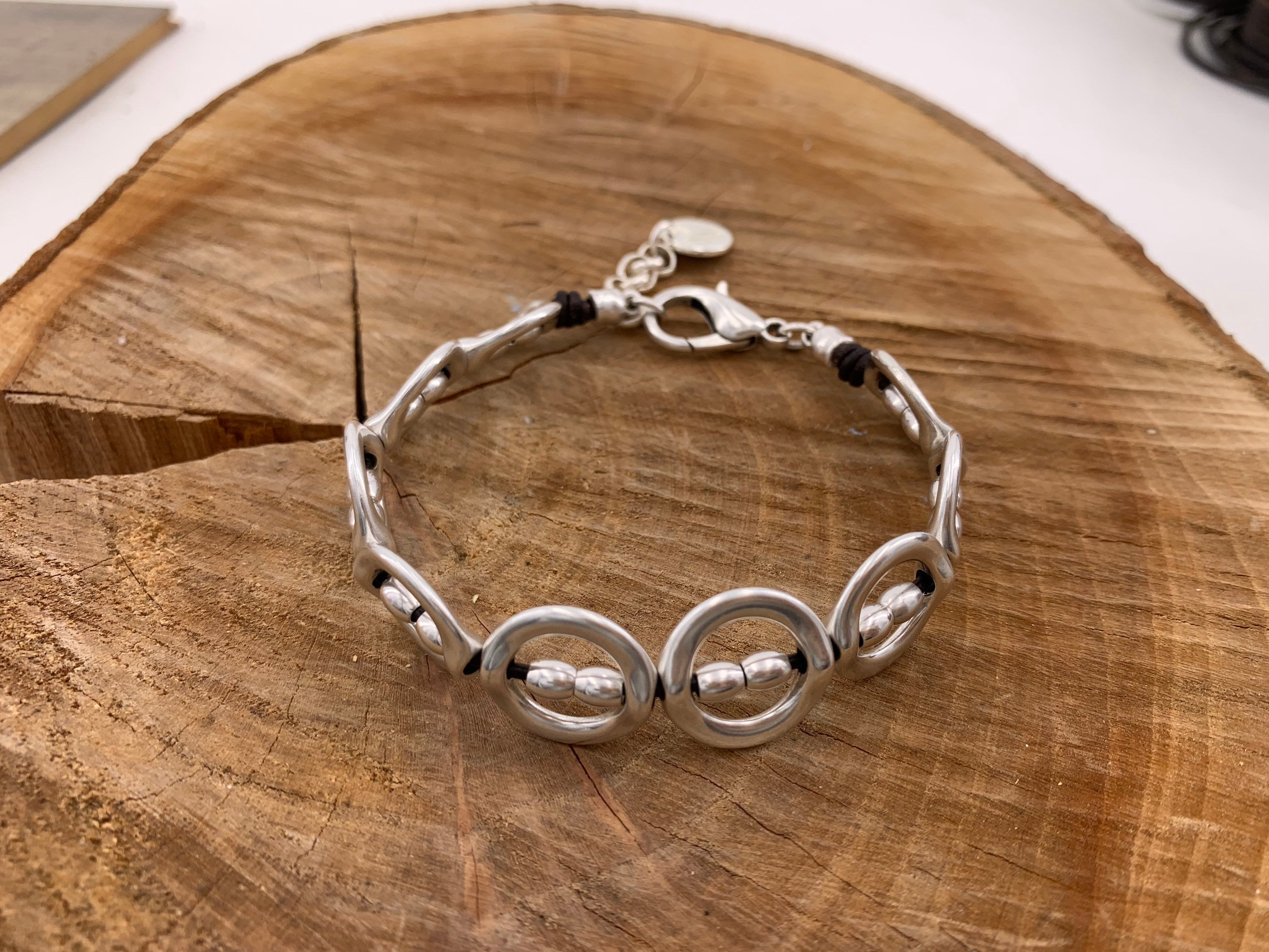 Pulsera gruesa de plata para mujer, pulsera boho, pulsera barbuda de plata, pulsera chapada en plata de ley 925, regalo para mujer, pulsera atrevida