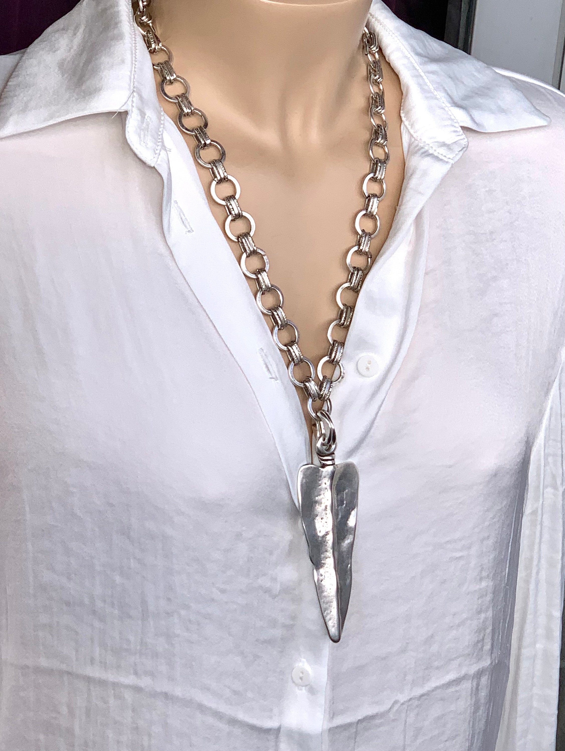 Thick chain necklace , statement bracelet, silver chain necklace, chunky necklace, rock necklace ,