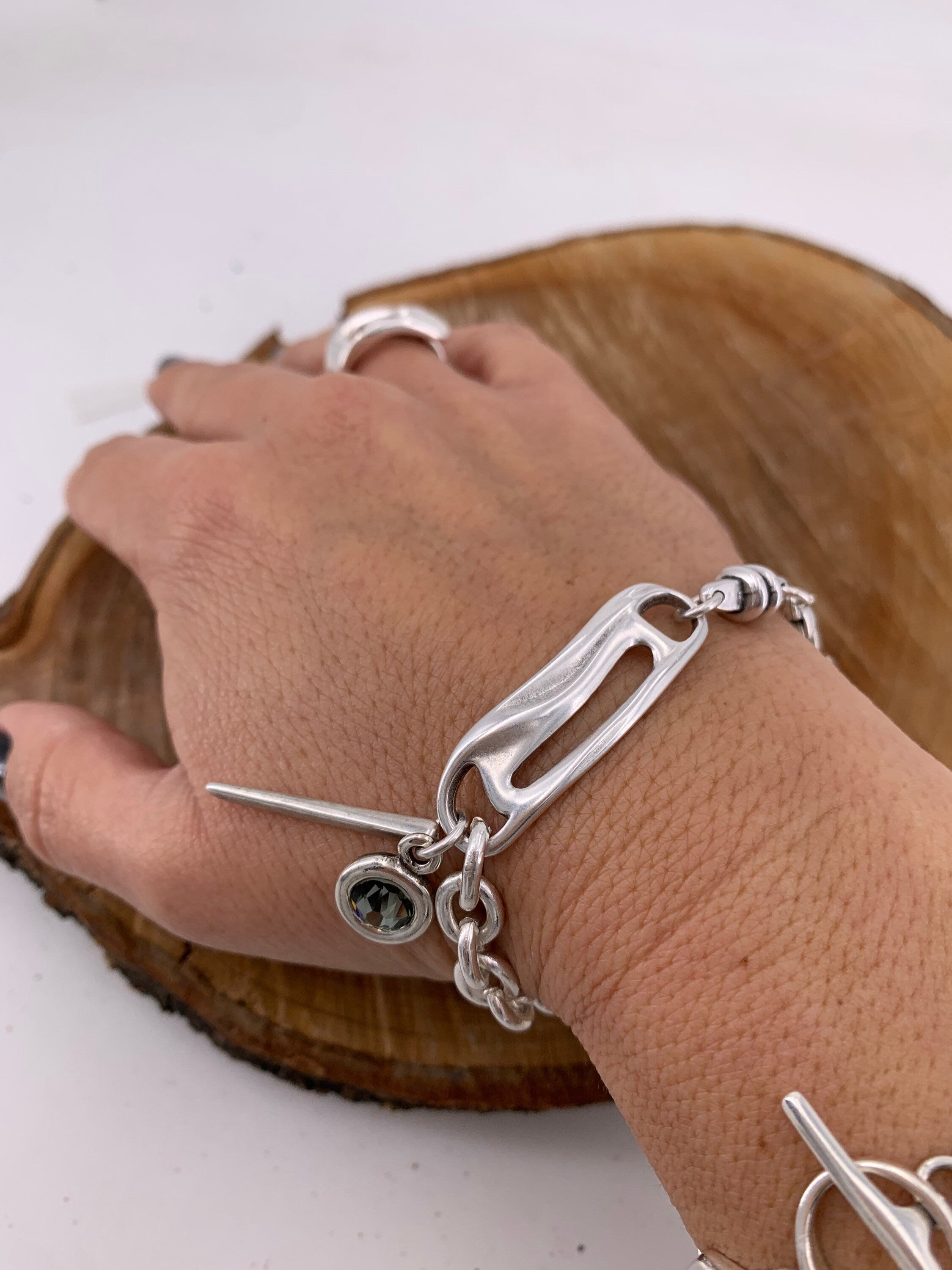 silver chunky chain bracelet, silver large link bracelet, bulky bracelet, heavy silver chain bracelet, bold chain bracelet,  style