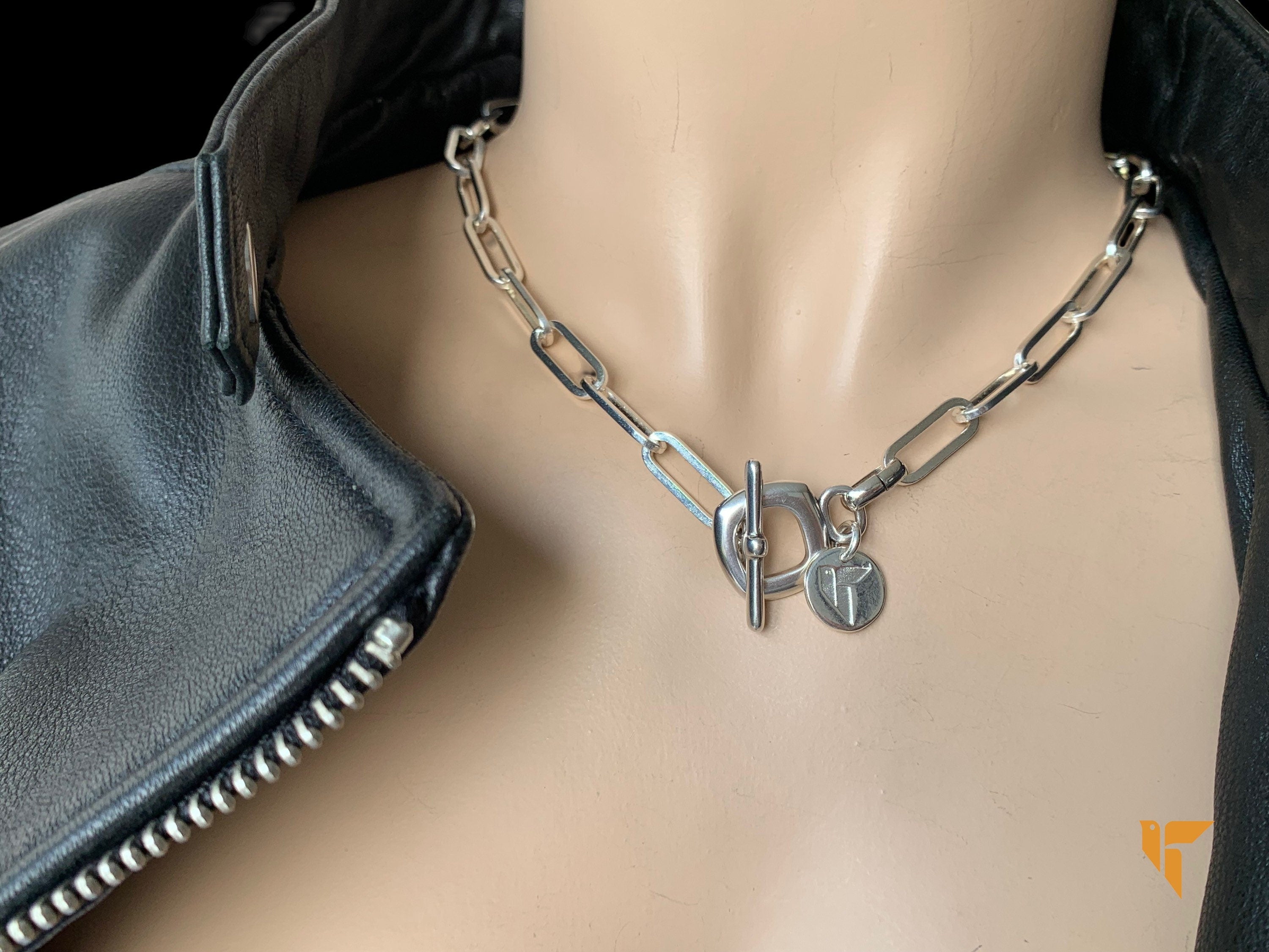 Collar de cadena de plata gruesa para mujer, collar de cadena de plata, collar grueso, collar de eslabones grandes, collar de mujer, gargantilla estilo