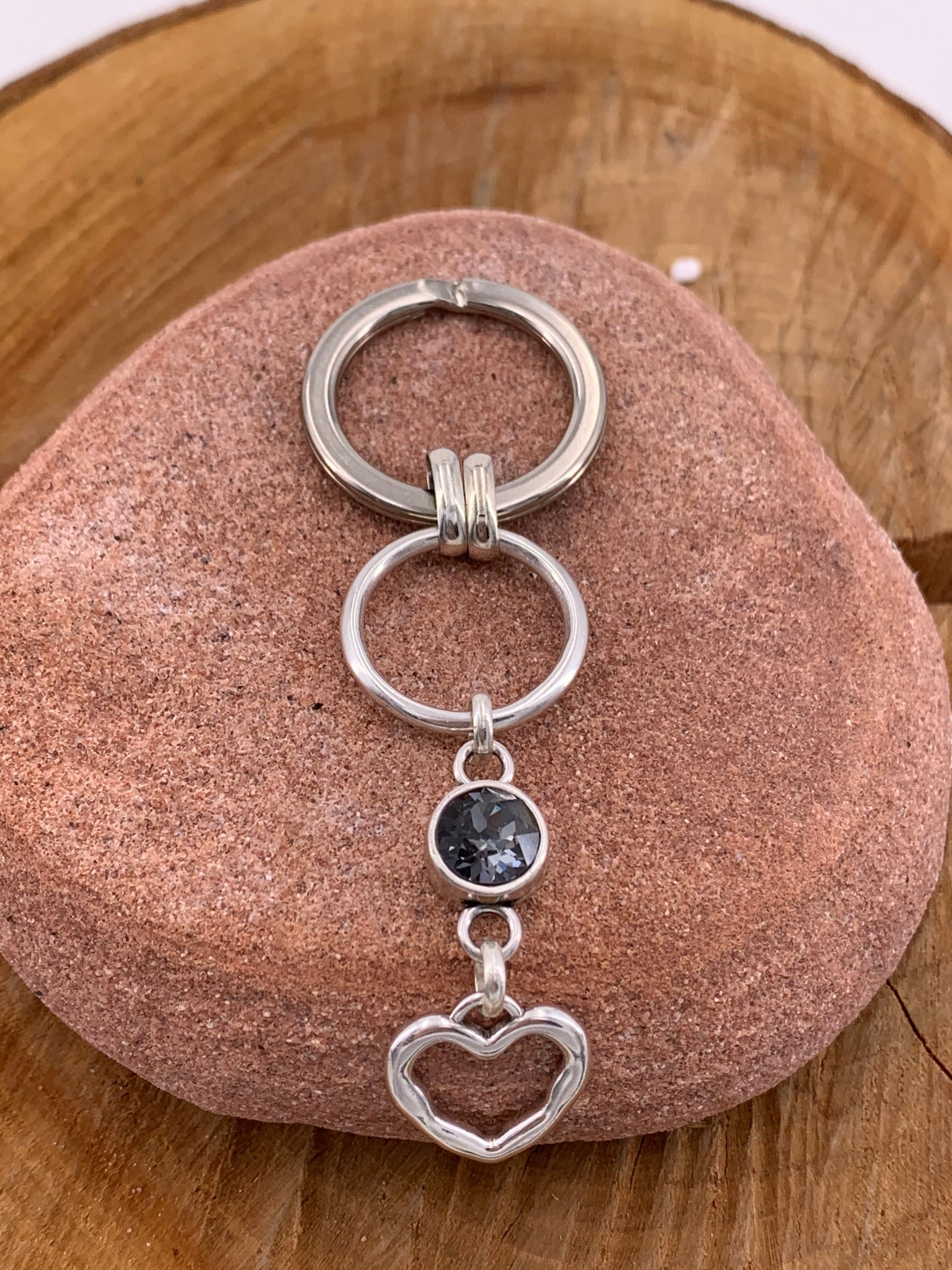 Elegant silver and crystal keychain, keychain for women, heart keychain, Swarovski keychain, statement keychain,  style