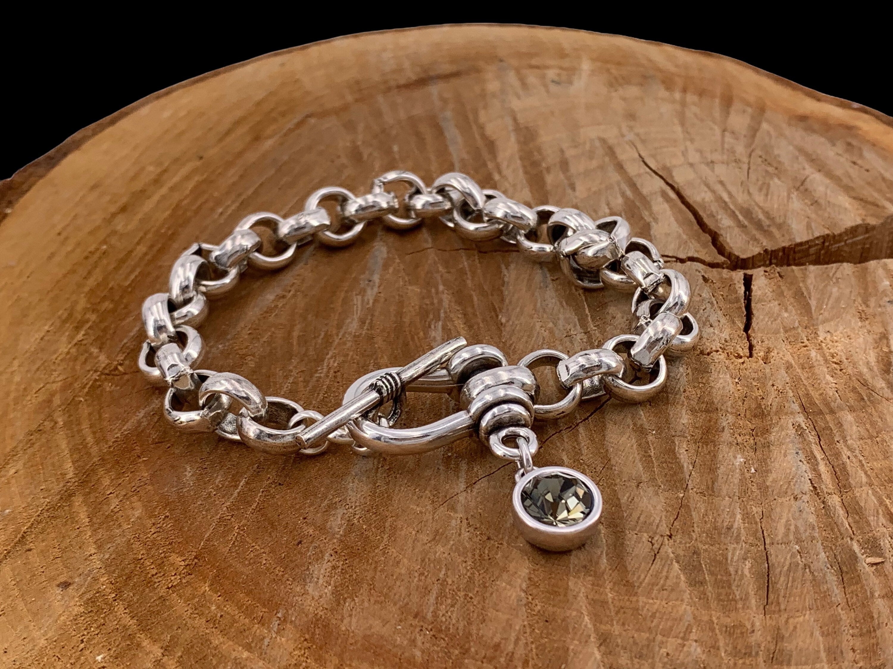 pulsera de cadena gruesa de plata, pulsera de eslabón grande de plata, pulsera voluminosa, pulsera de cadena de plata pesada, pulsera de cadena audaz, estilo