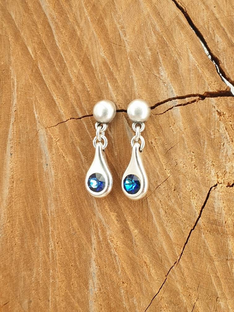 Earrings, boho earrings, silver earrings, spanish zamak, Swarovski crystal earrings,