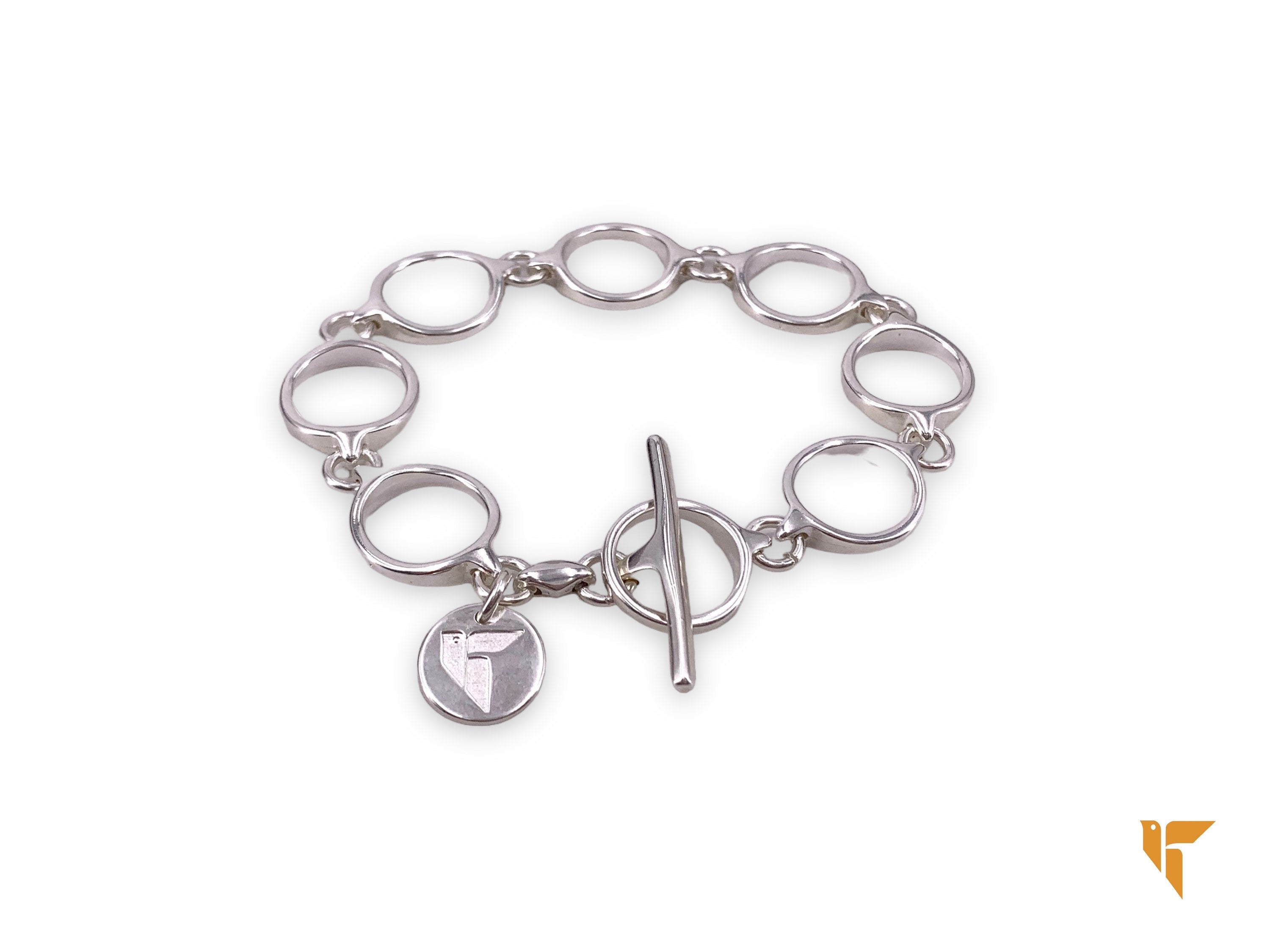 Pulsera de plata de cadena gruesa, pulsera de cierre francés de cadena de plata audaz, pulsera de estilo, pulsera de cadena de mujer con cierre T