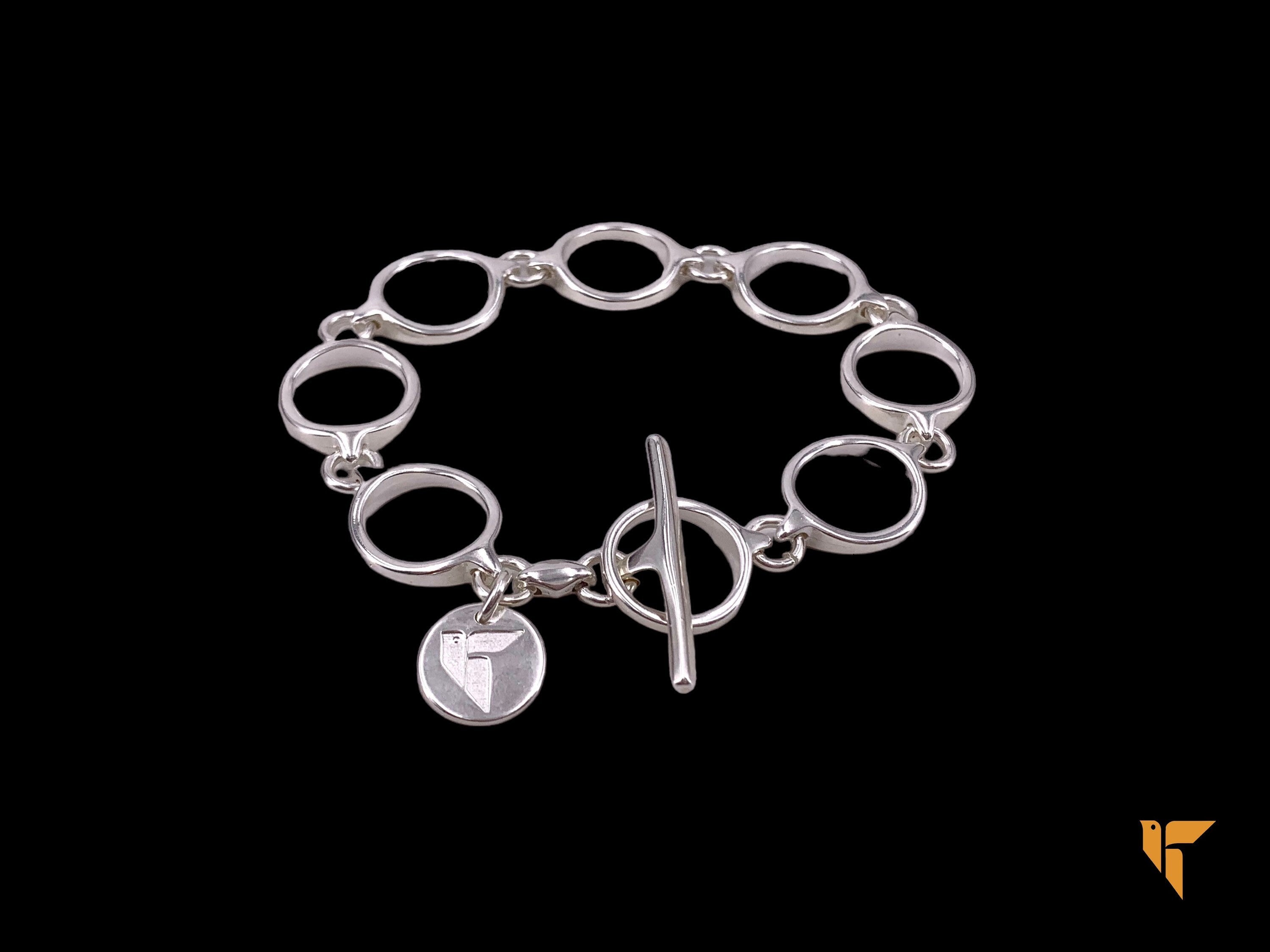 Pulsera de plata de cadena gruesa, pulsera de cierre francés de cadena de plata audaz, pulsera de estilo, pulsera de cadena de mujer con cierre T