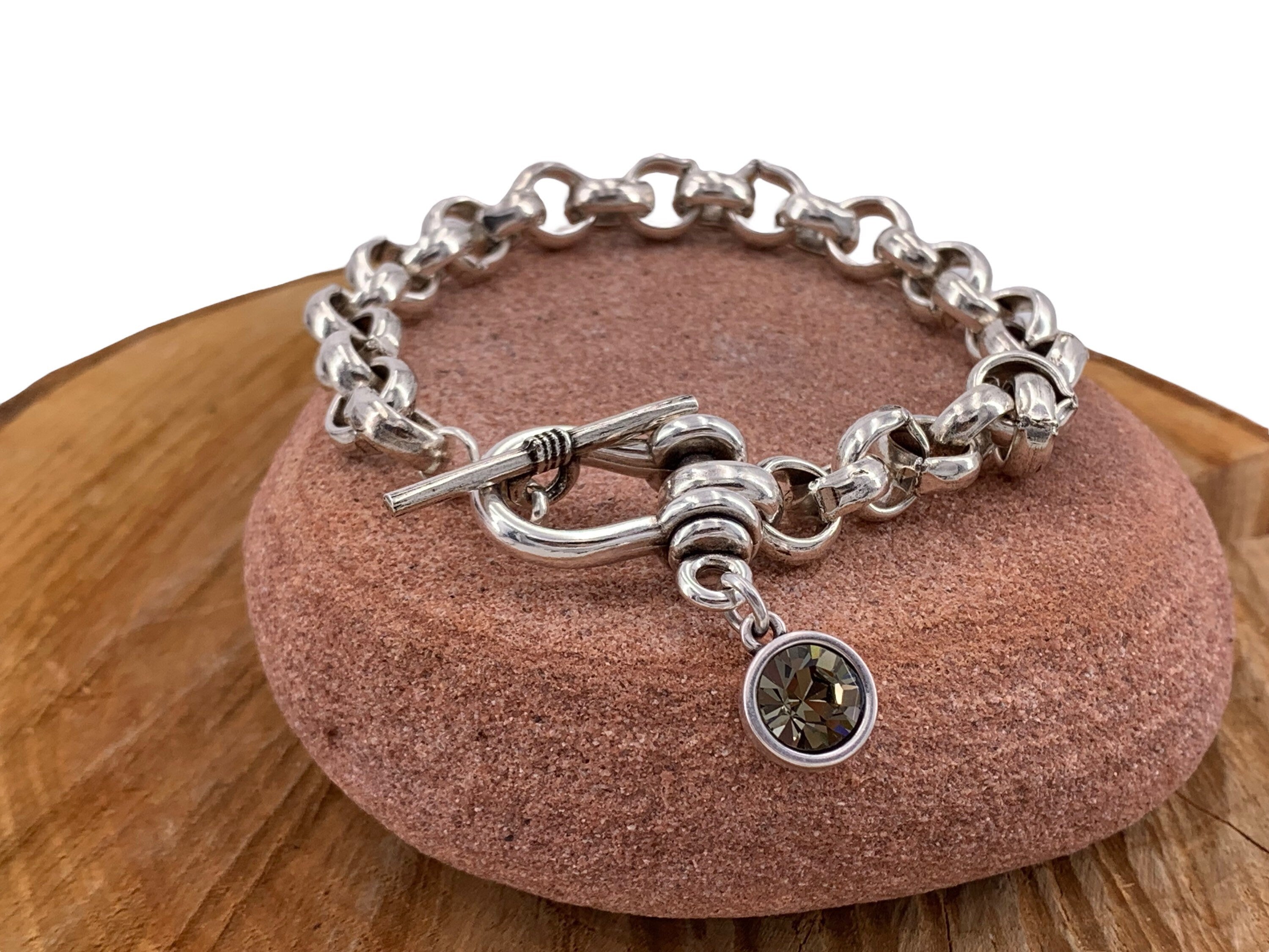 silver chunky chain bracelet, silver large link bracelet, bulky bracelet, heavy silver chain bracelet, bold chain bracelet,  style