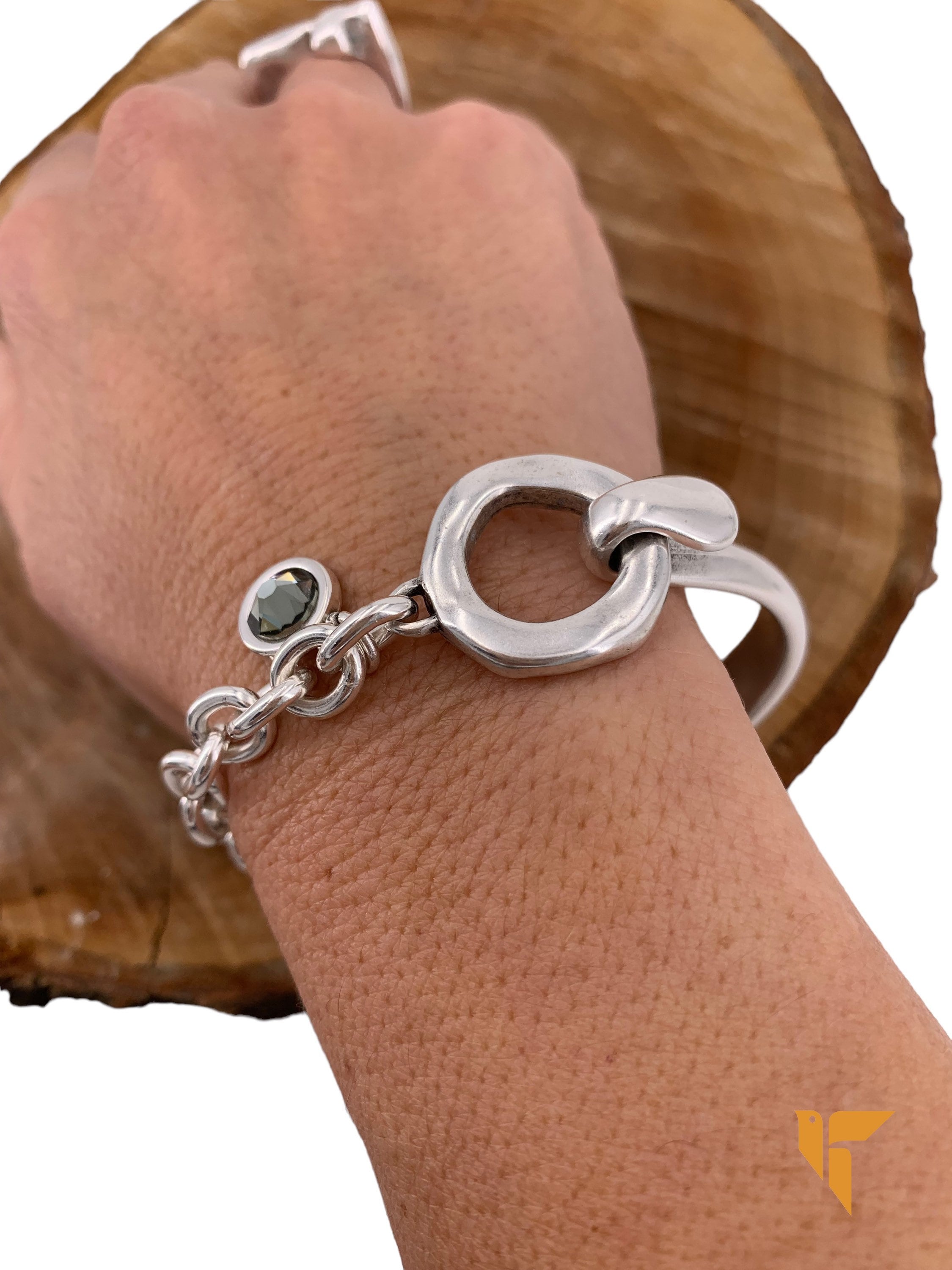 Pulsera de cadena de eslabones grandes, pulsera de declaración, pulsera de cadena de plata, pulsera gruesa, pulsera de roca, pulsera de medio puño