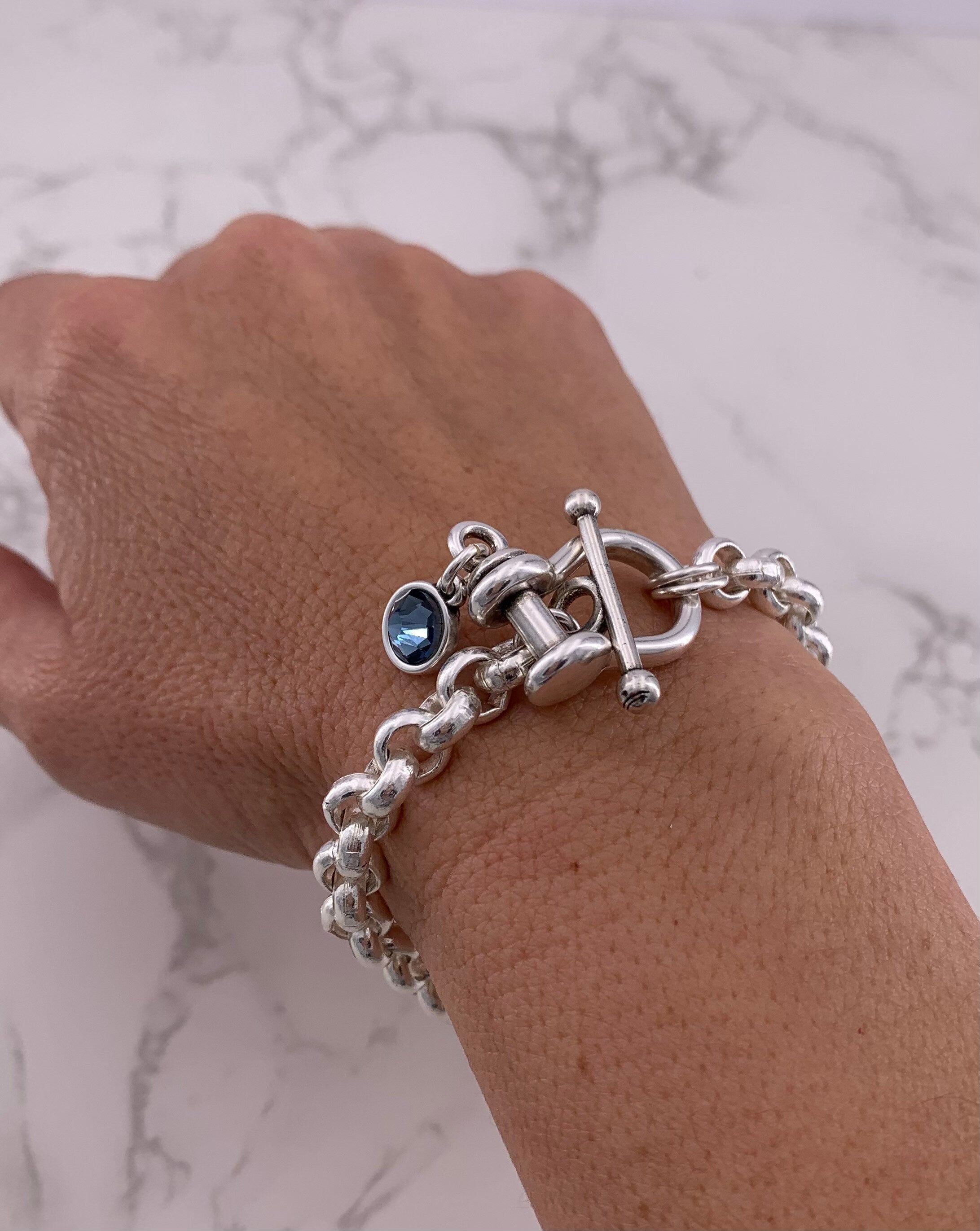 Silver chain French clasp bracelet, chunky silver chain french, bracelet, chain bracelet,  style bracelet, woman silver bracelet