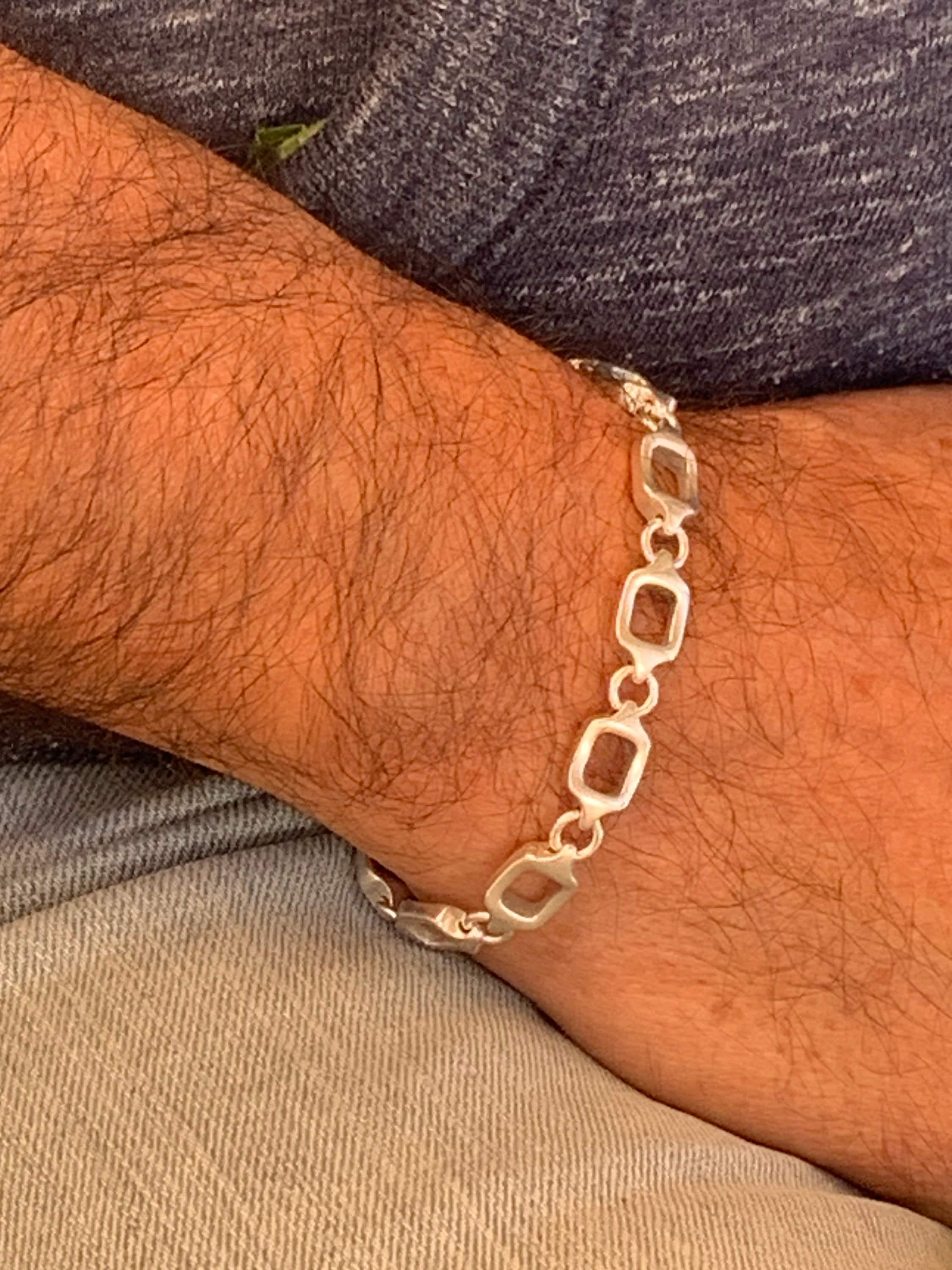 pulsera de cadena original para hombre, pulsera de plata, pulsera masculina, pulsera voluminosa, pulsera de declaración, pulsera varonil, pulsera de metal para hombre