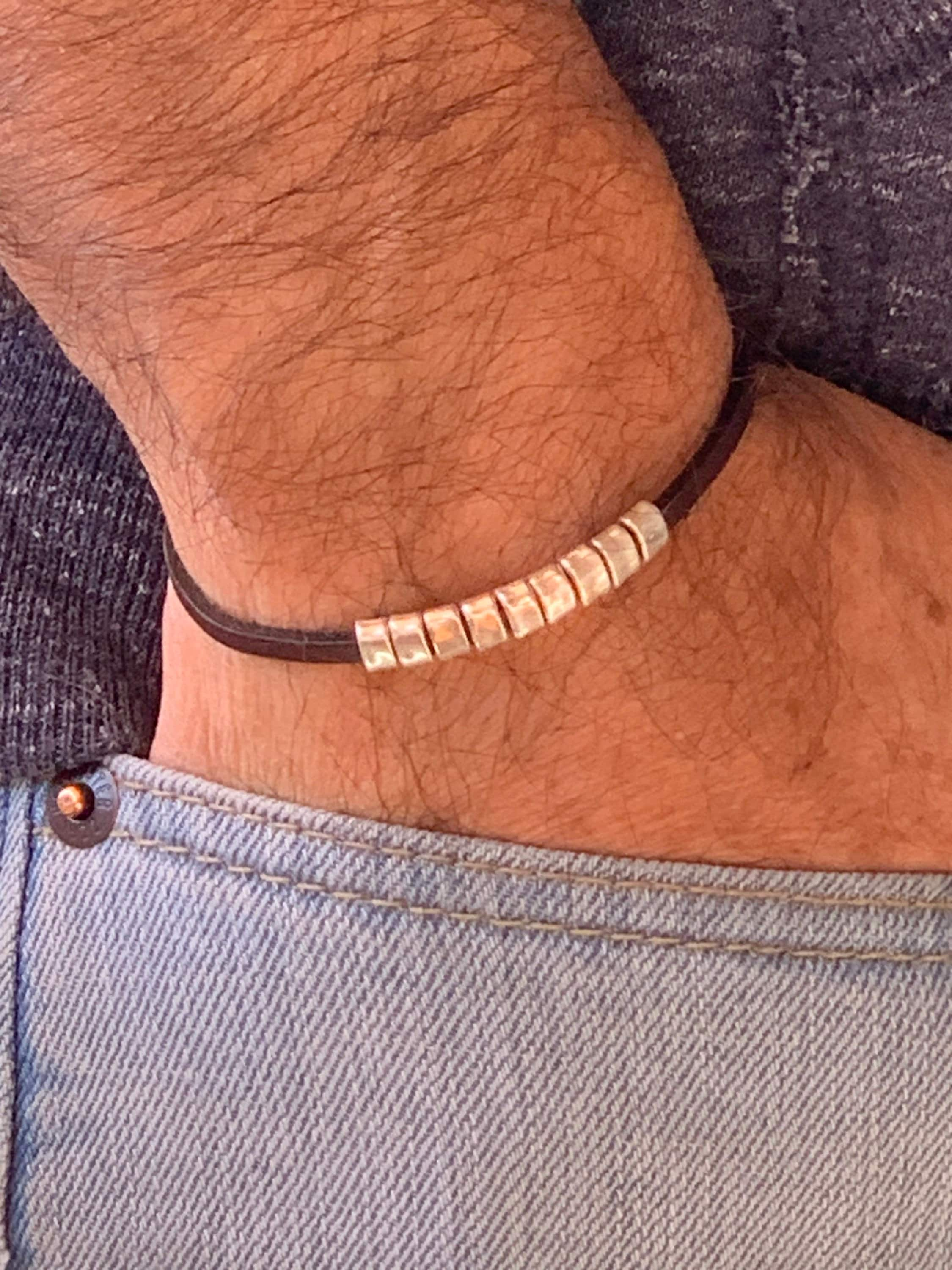 pulsera de cuero para hombre, pulsera de cuero masculino, pulsera de cuero plana, pulsera estilo rock, pulsera de cordón de cuero, joyería para hombres, regalo para hombres