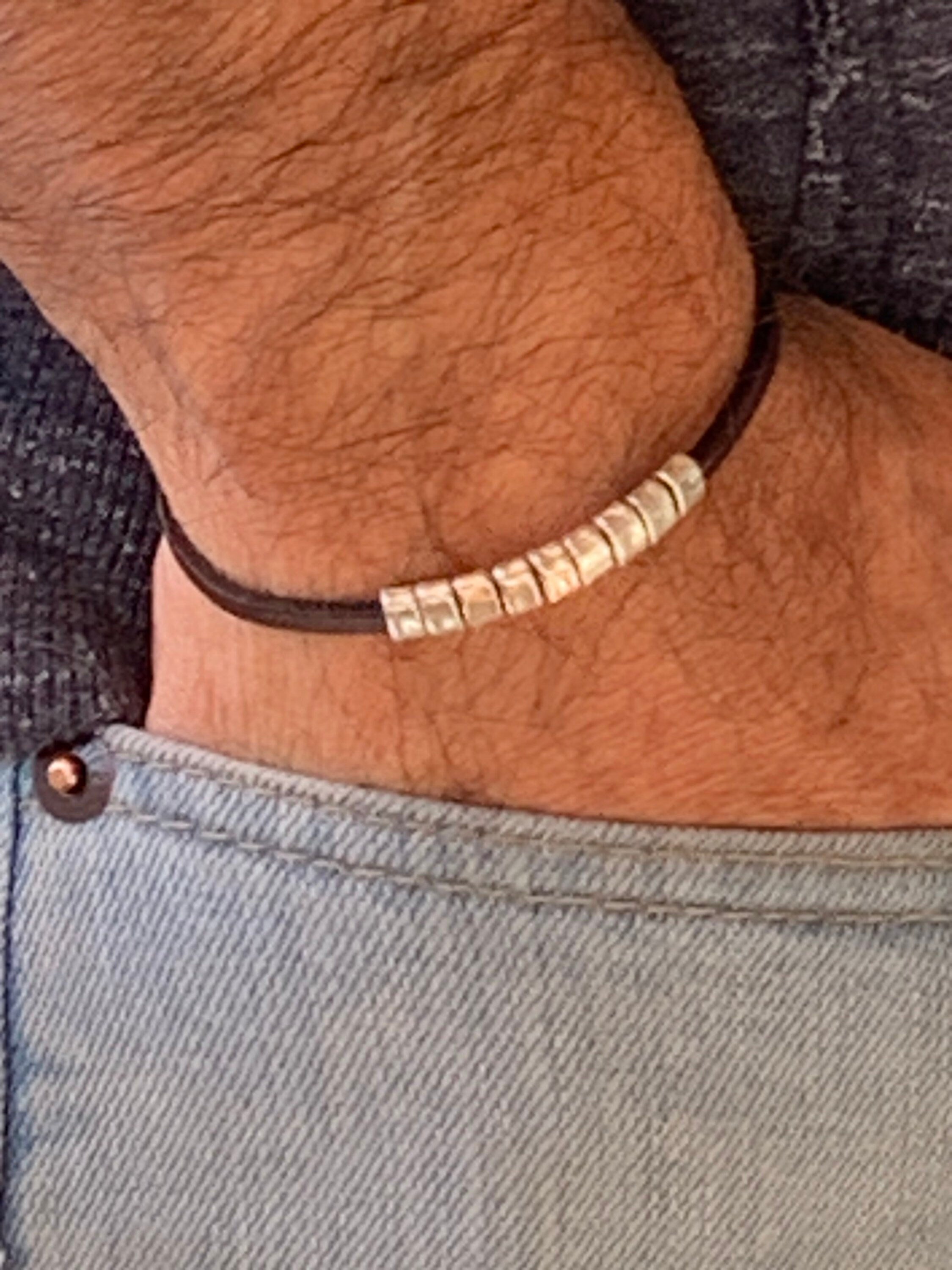 pulsera de cuero para hombre, pulsera de cuero masculino, pulsera de cuero plana, pulsera estilo rock, pulsera de cordón de cuero, joyería para hombres, regalo para hombres