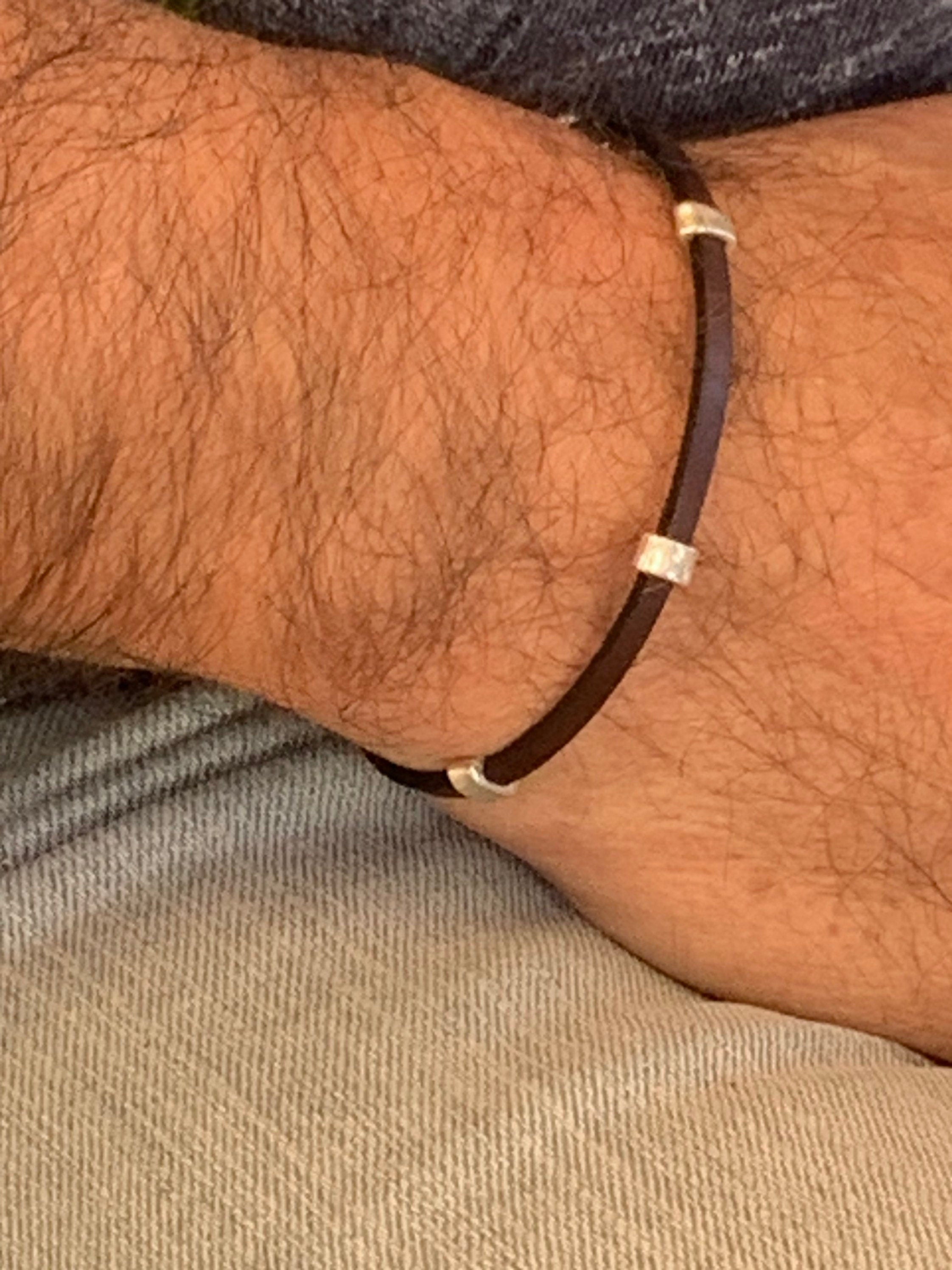 elegante pulsera de cuero plano para hombre, pulsera de cuero masculina y varonil, pulsera de cordón de cuero estilo roca plana, pulsera de hombre, regalo para hombre