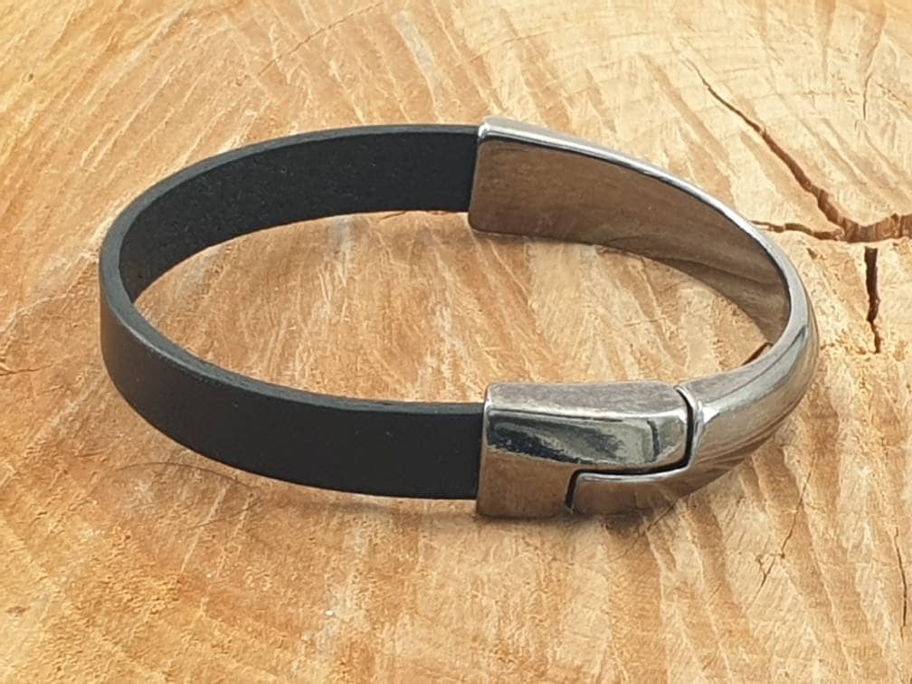 leather bracelet for men, gunmetal half cuff bracelet, gunmetal bracelet, Man bracelet, rock bracelet,