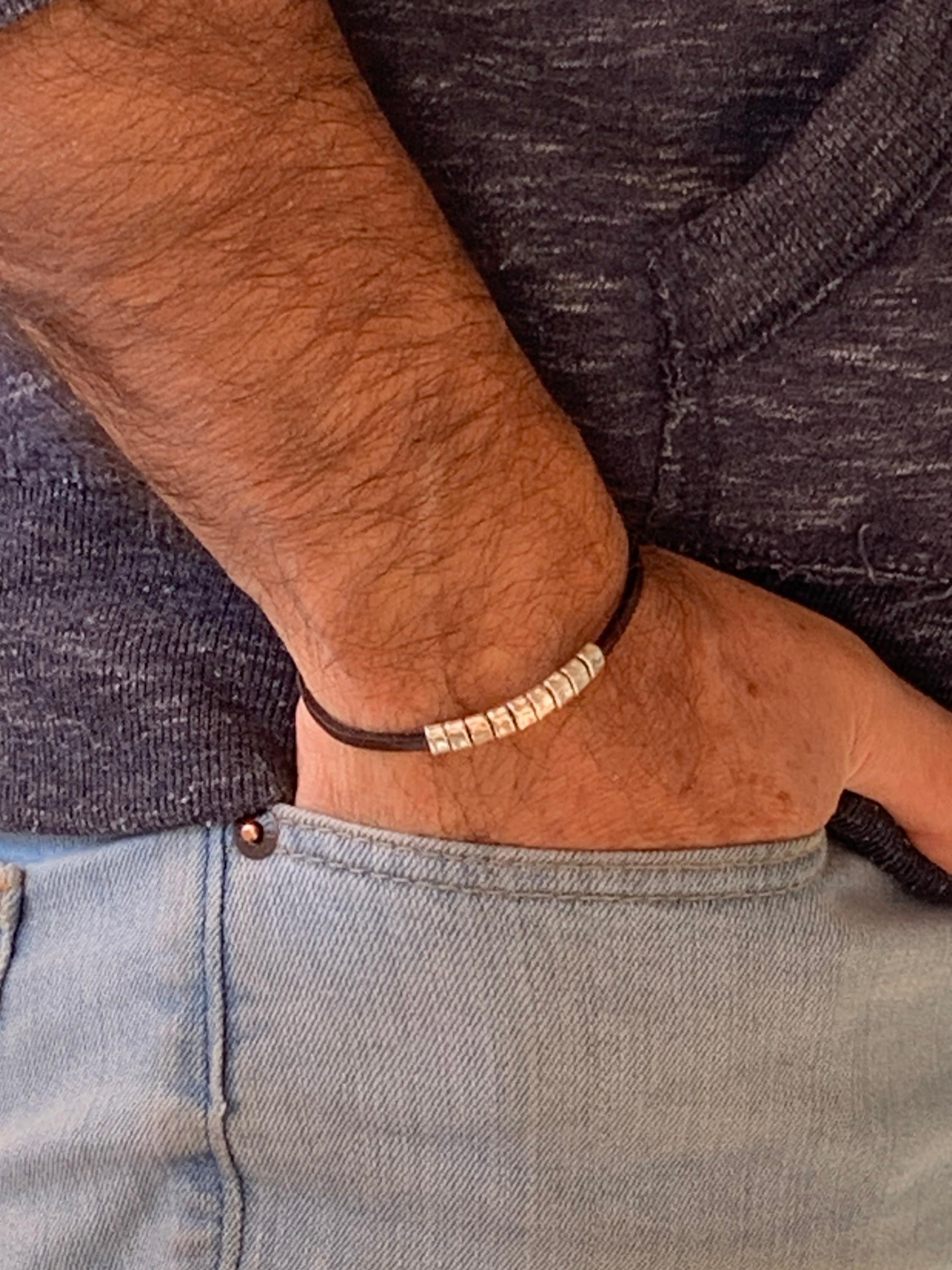 pulsera de cuero para hombre, pulsera de cuero masculino, pulsera de cuero plana, pulsera estilo rock, pulsera de cordón de cuero, joyería para hombres, regalo para hombres