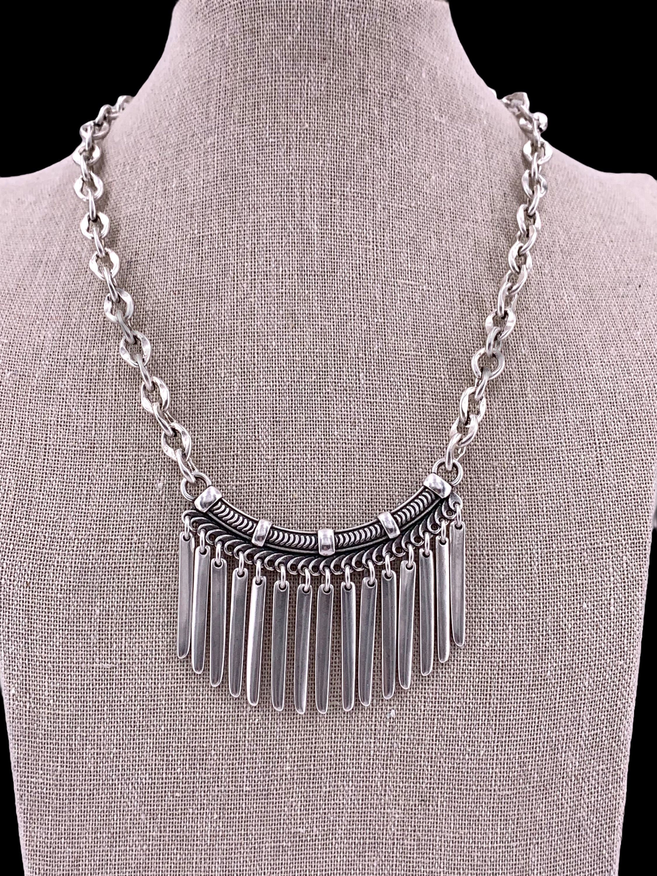 silver bib necklace, tribal necklace, statement necklace, chunky necklace, stunning necklace, ethnic necklace, spikes necklace, silver