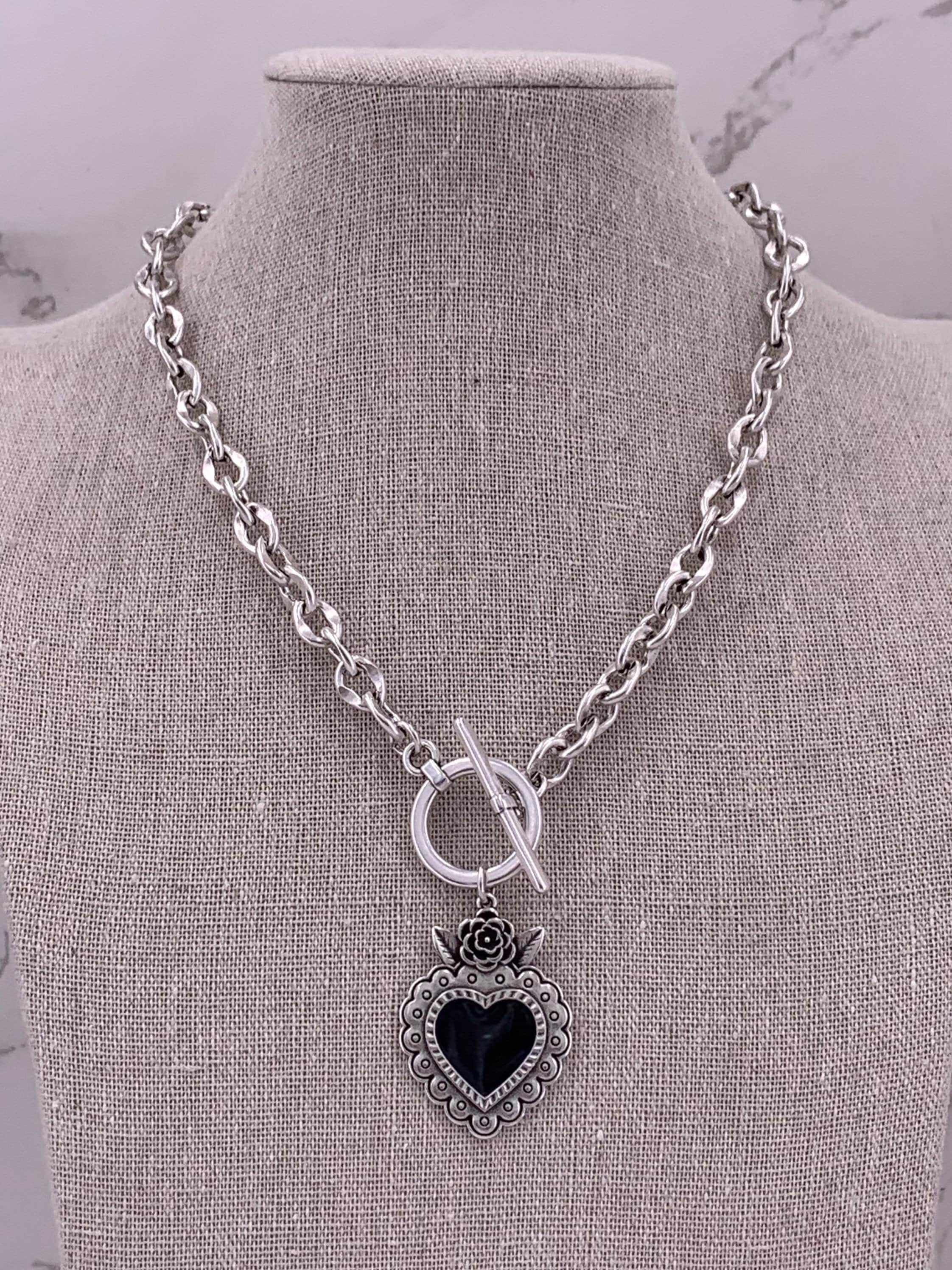 Collar de cadena de plata para mujer, collar colgante, collar de declaración, collar de cadena, cadena de plata, gargantilla gruesa