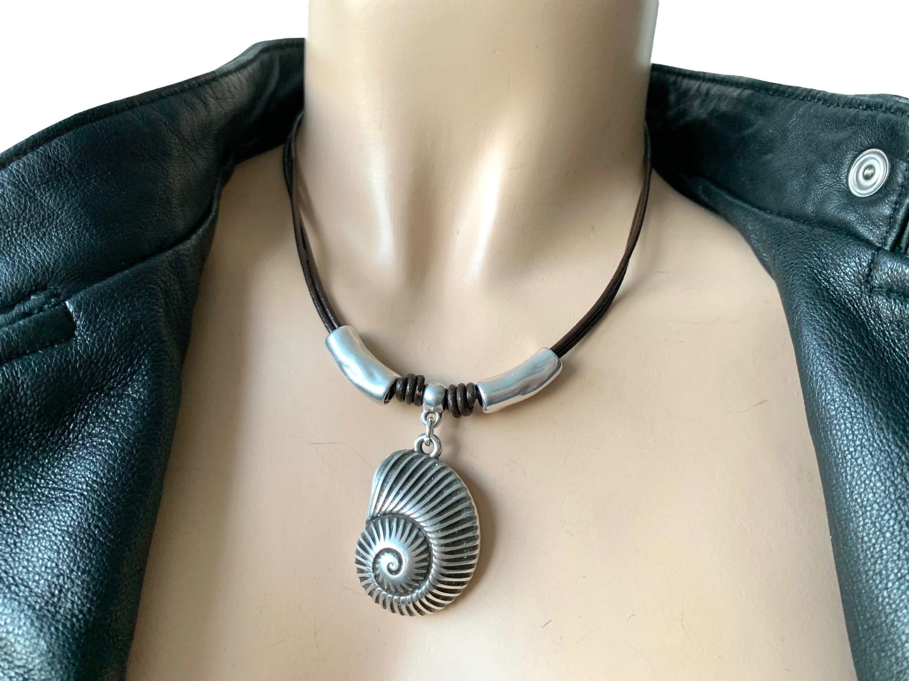 Body jewelry, naturist choker, Leather necklace for women, shell choker, colorful necklace, , surfer choker, leather jewelry