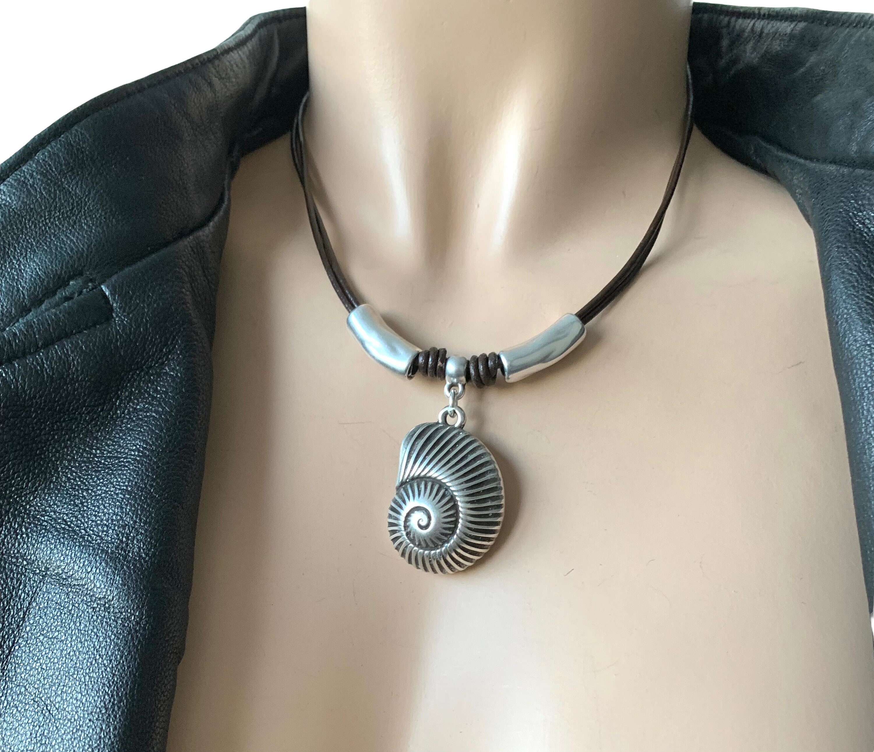 Body jewelry, naturist choker, Leather necklace for women, shell choker, colorful necklace, , surfer choker, leather jewelry